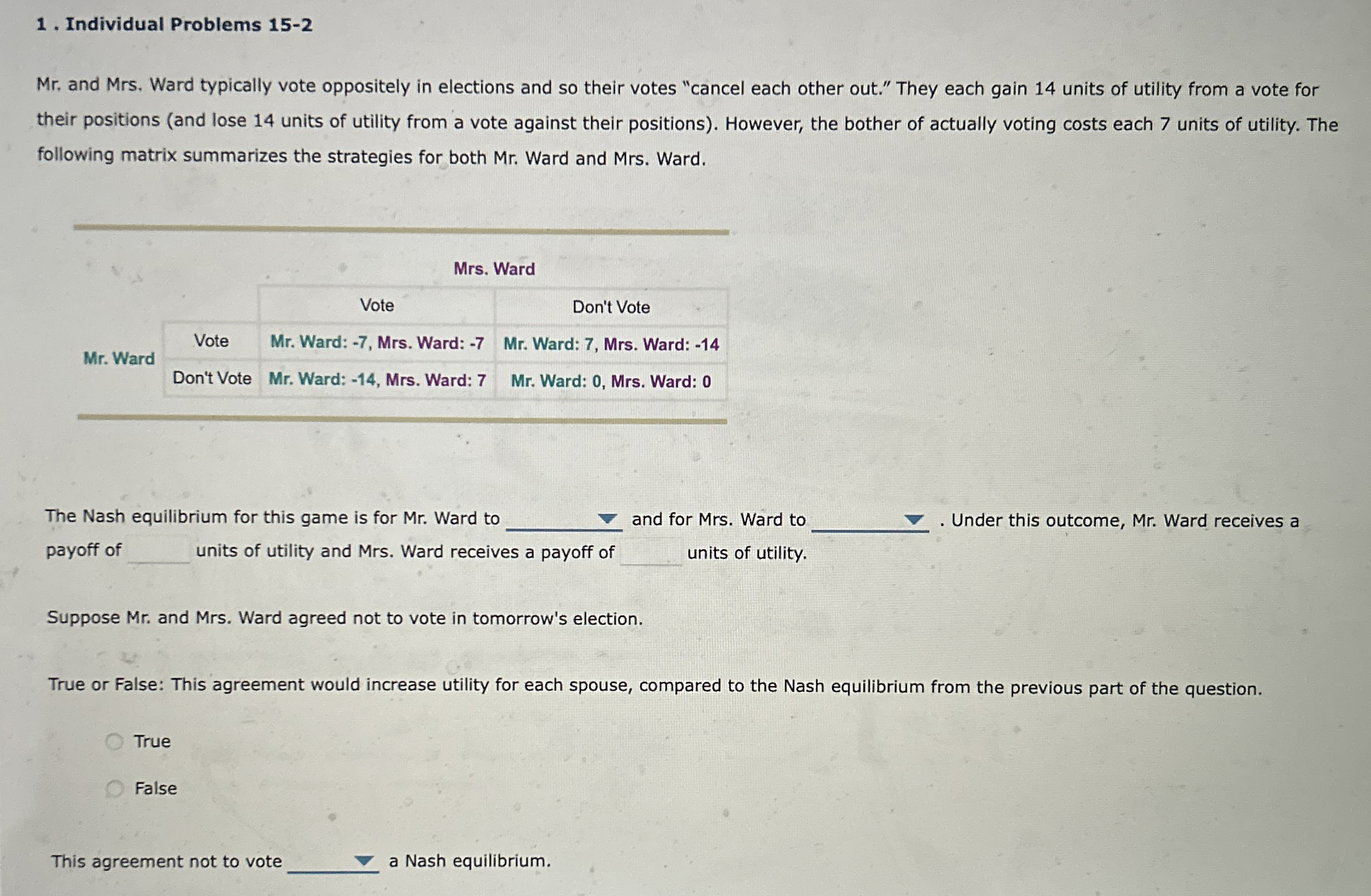 Individual Problems 1 5 - 2 Mr . and Mrs . Ward