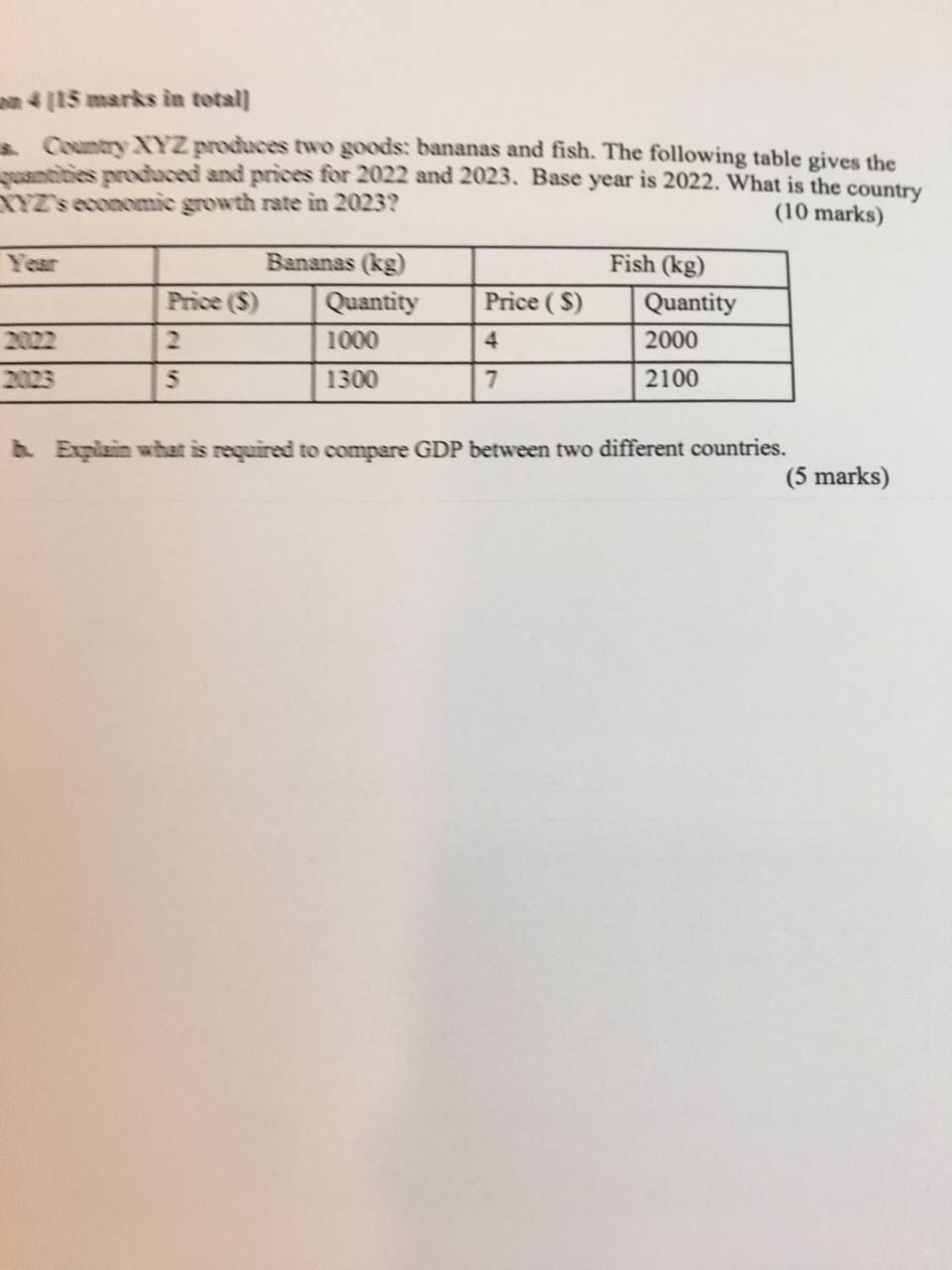 an 4 [ 1 5 marks in total ] 2 . Country XYZ