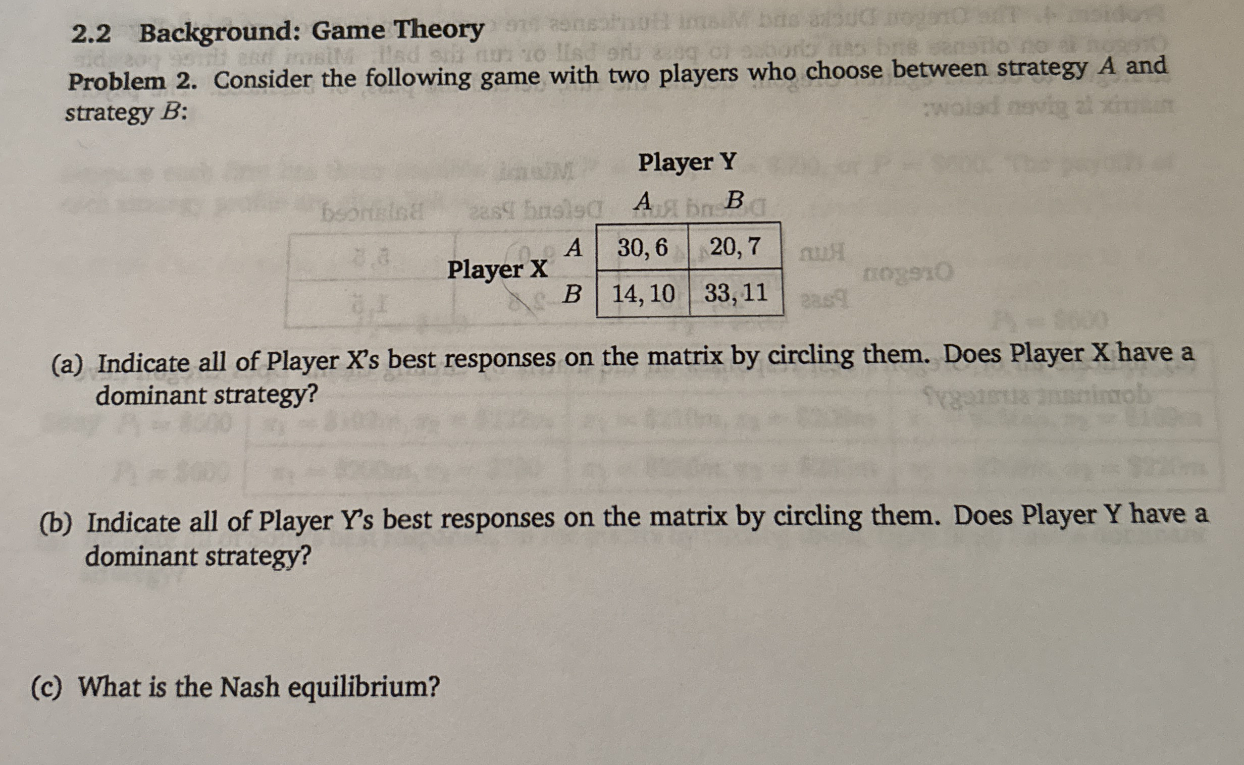 2 . 2 Background: Game Theory Problem 2 .
