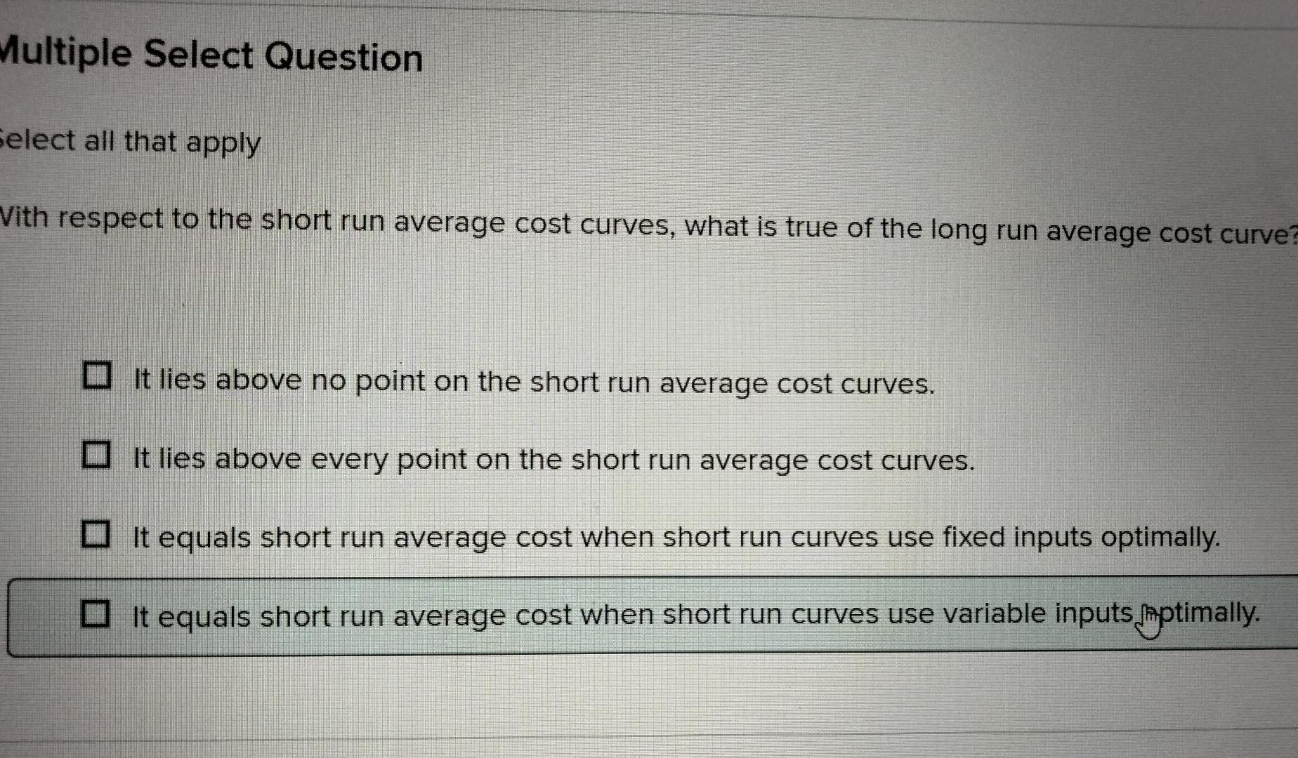 Multiple Select Question elect all that apply