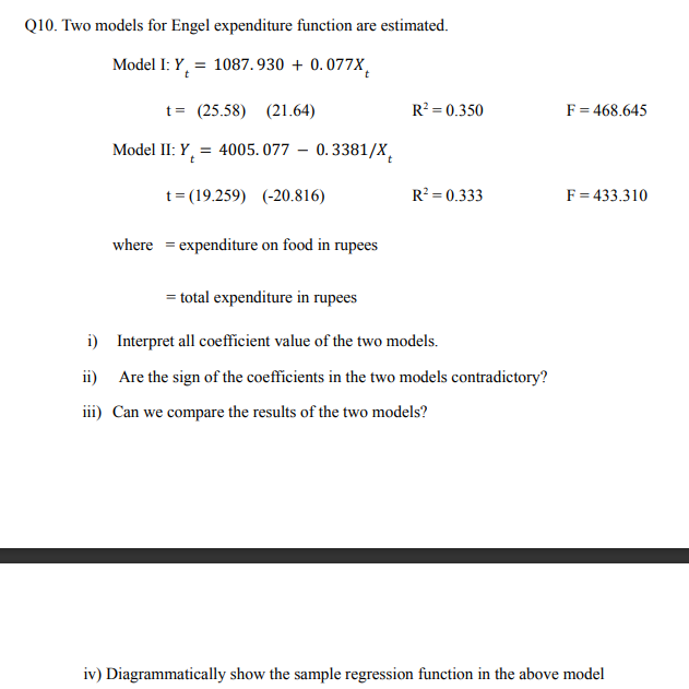 Q 1 0 . Two models for Engel expenditure function
