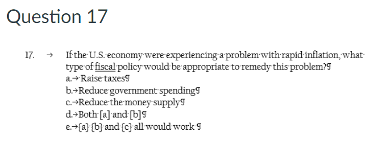 Question 1 7 I f the U . S . economy were