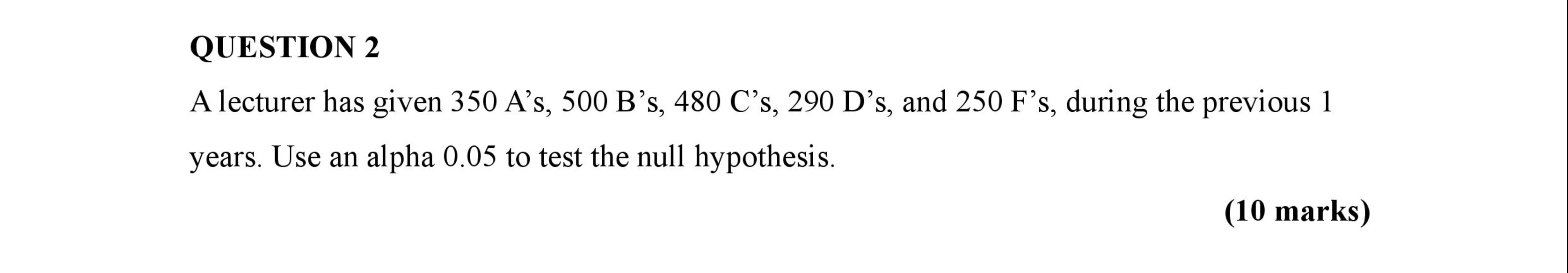 QUESTION 2 A lecturer has given 3 5 0 A ' s , 5 0