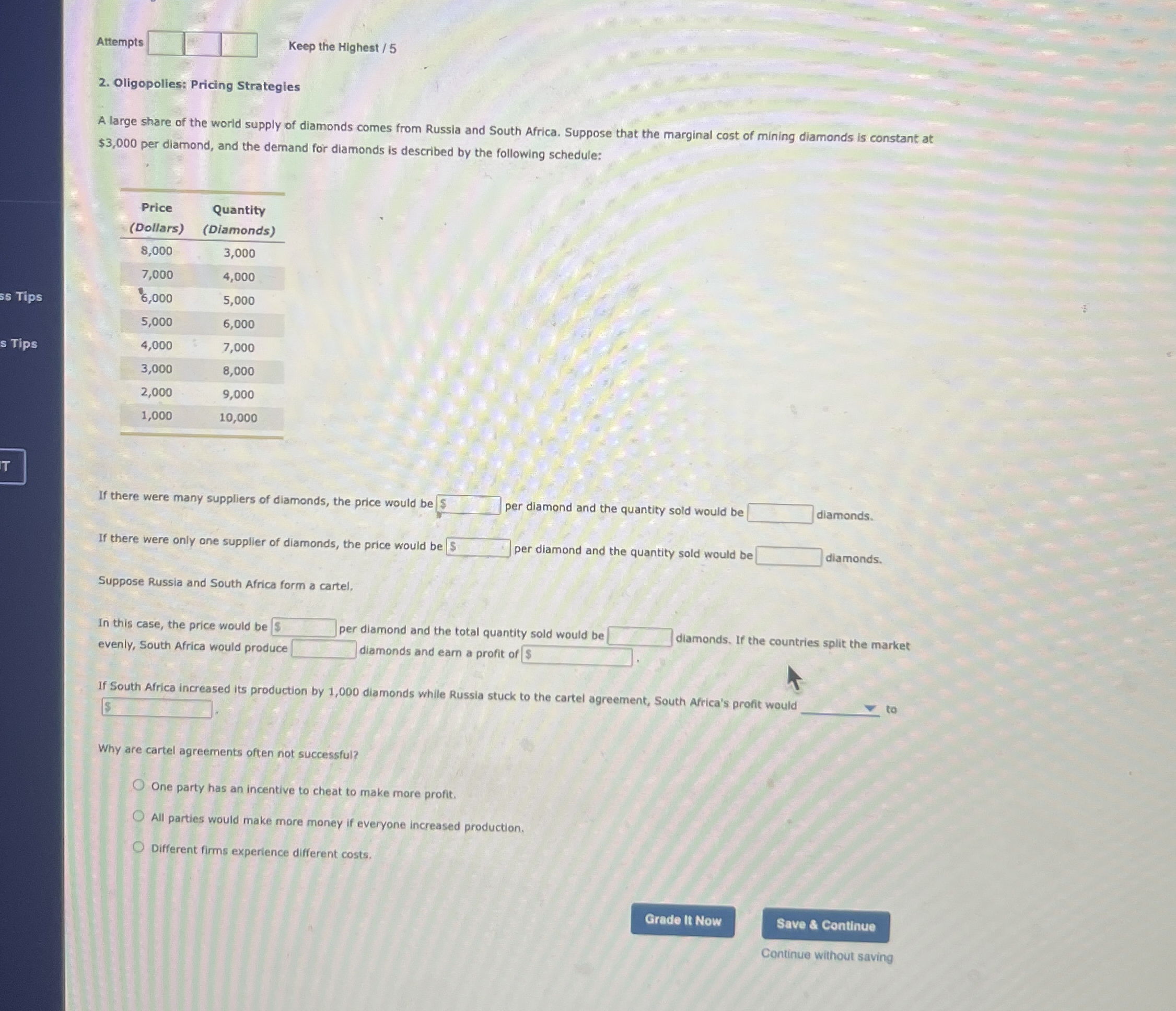 Attempts Keep the Highest / 5 2 . Oligopolies: