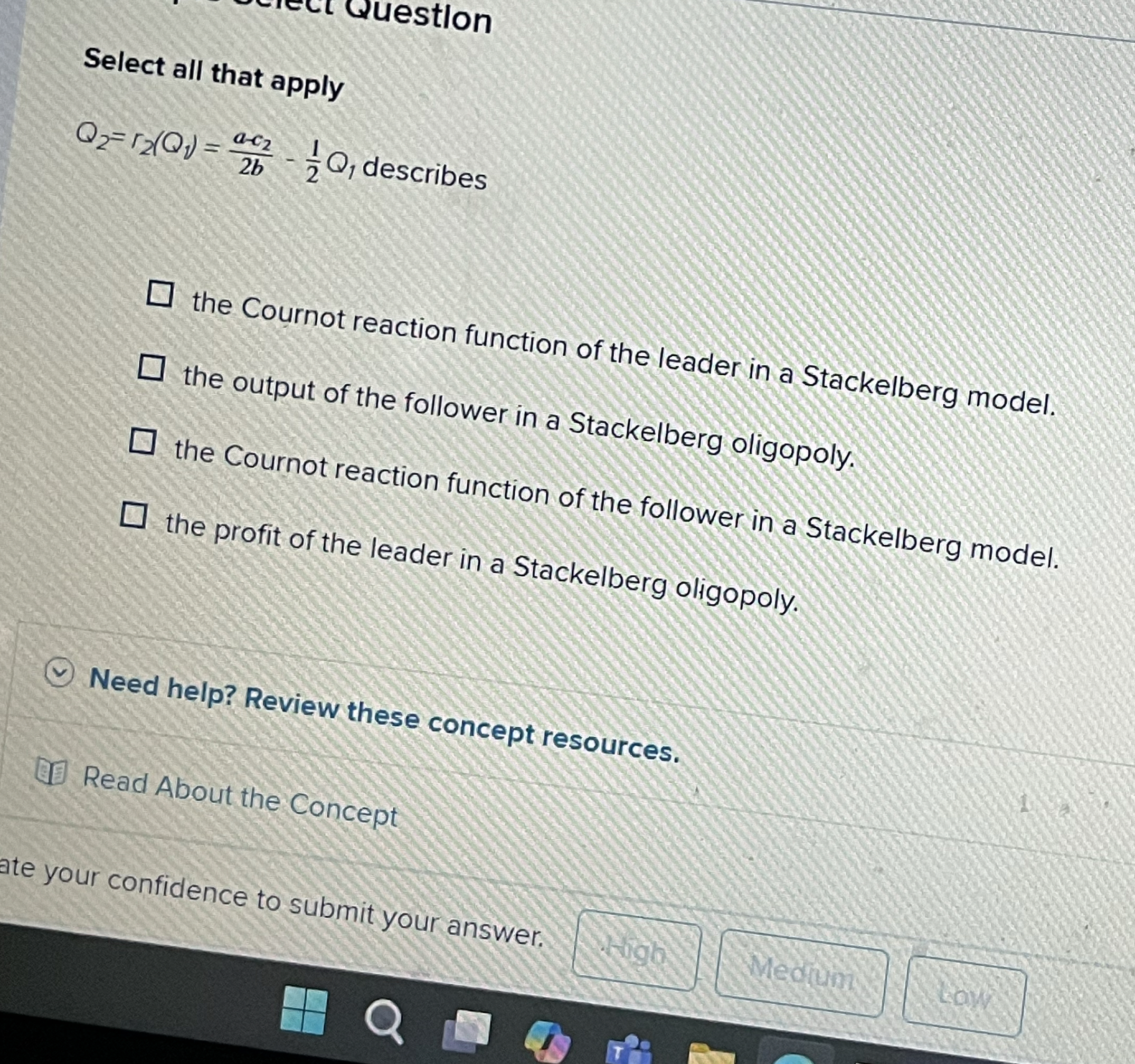Select all that apply Q 2 = r 2 ( Q 1 ) = a c 2 2