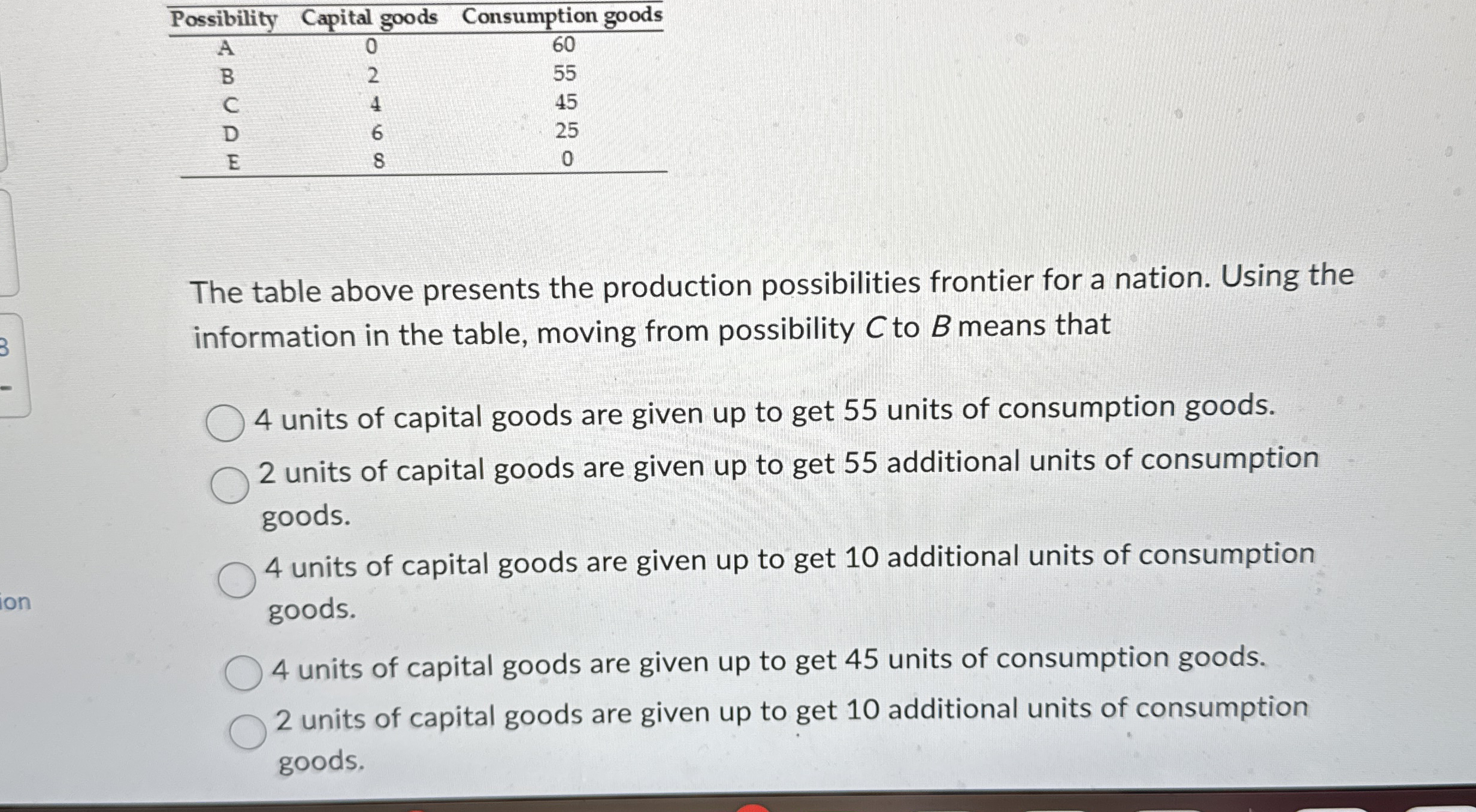 \ table [ [ Possibility , Capital