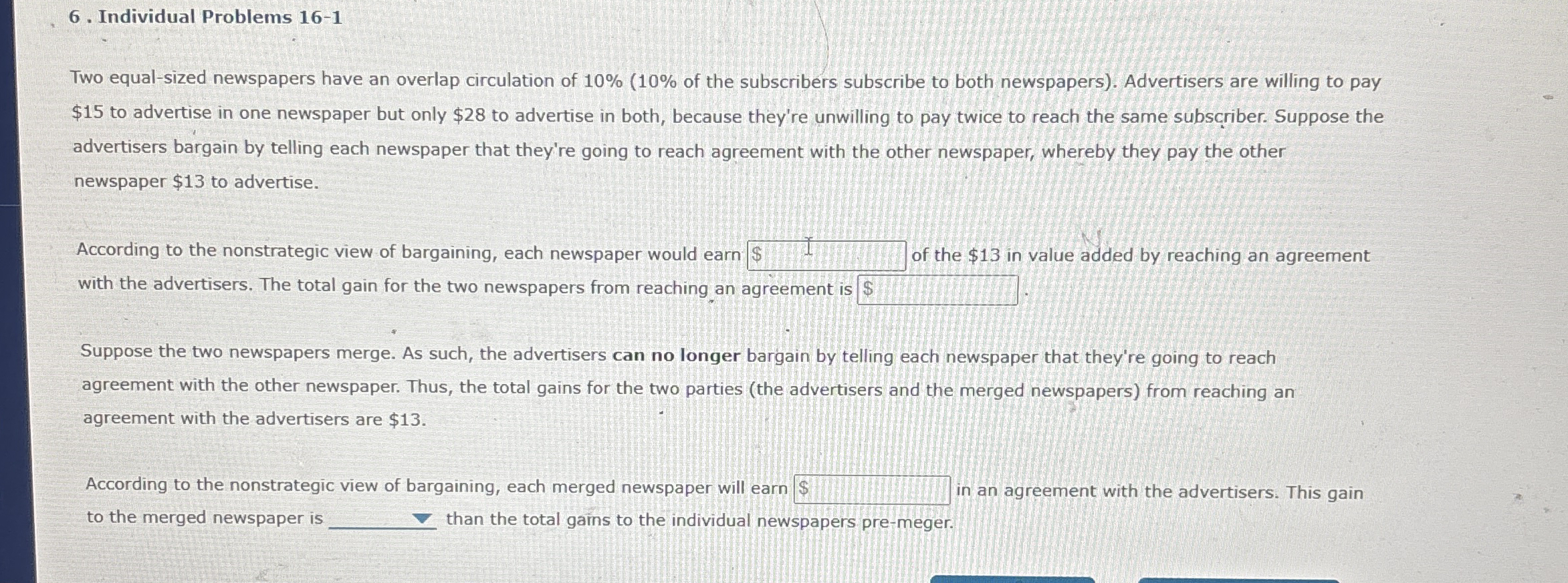 Individual Problems 1 6 - 1 Two equal - sized