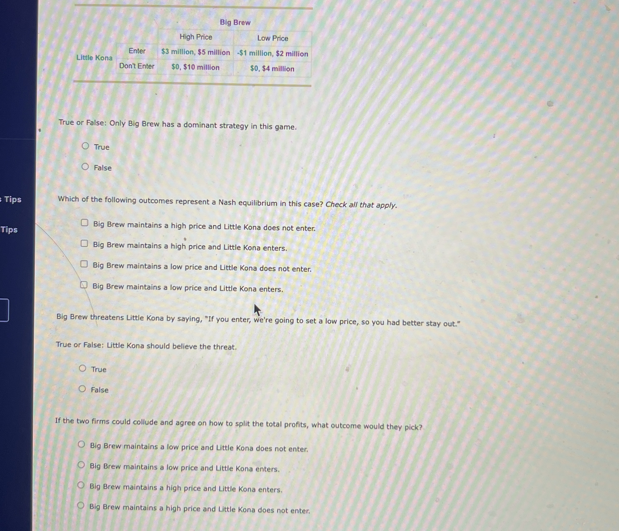 \ table [ [ Little Kona,,Big Brew ] , [ , High