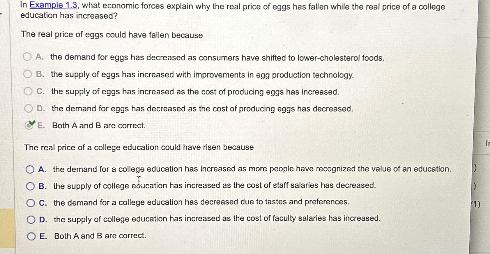In Example 1 . 3 , what economic forces explain