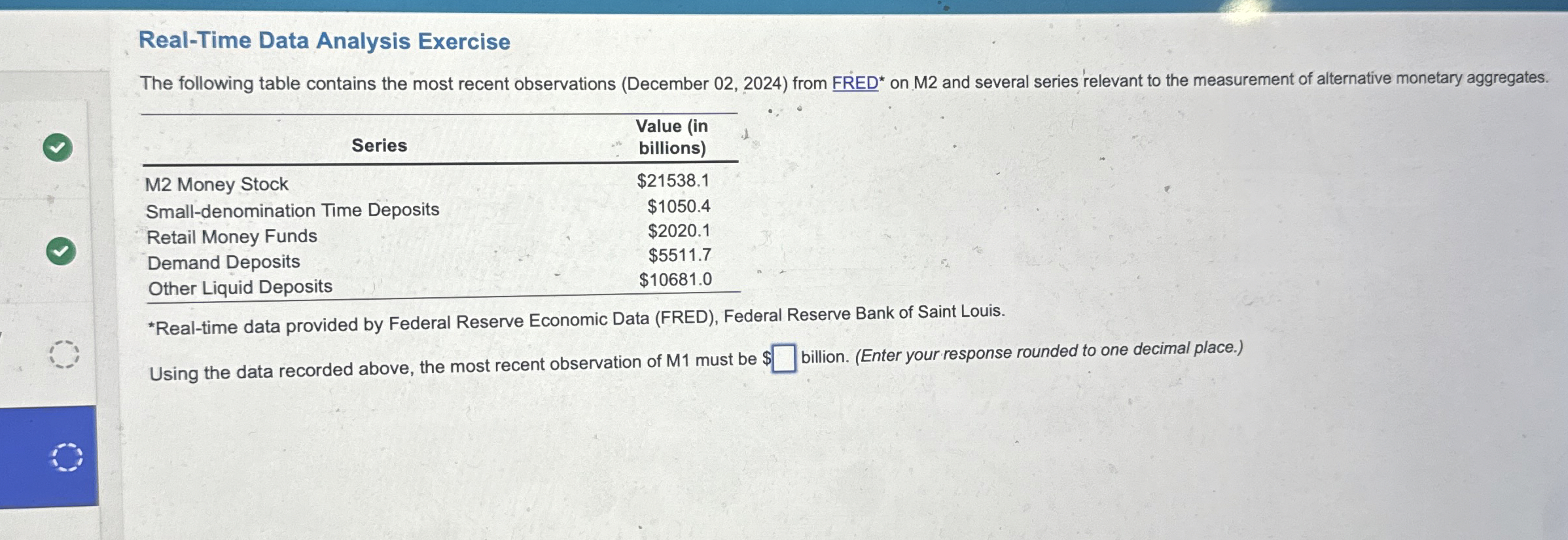 Real - Time Data Analysis Exercise The following