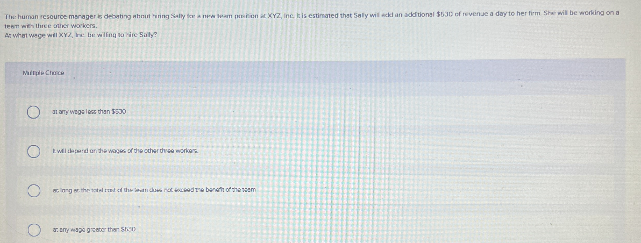 The human resource manager is debating about