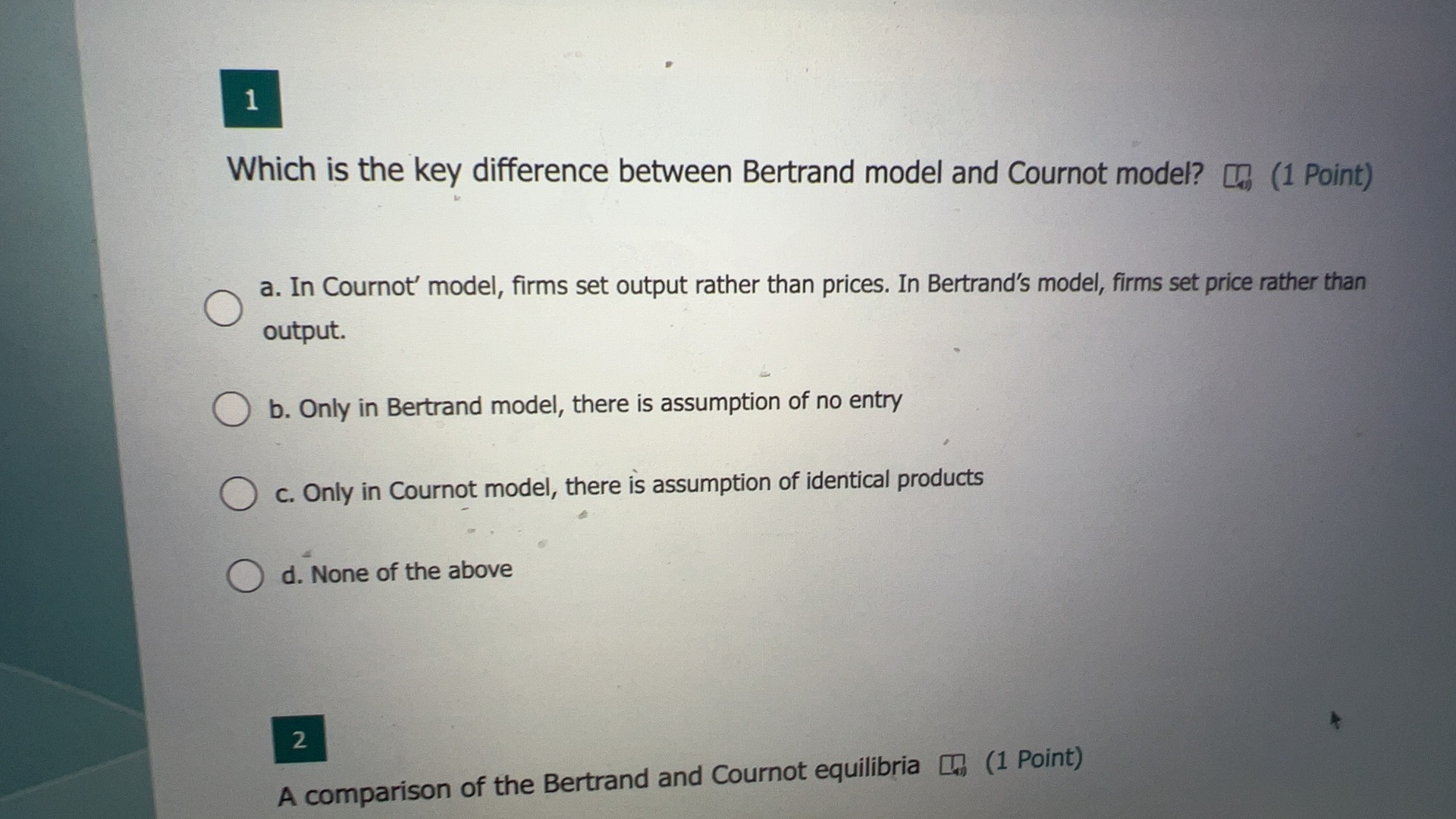 Which is the key difference between Bertrand