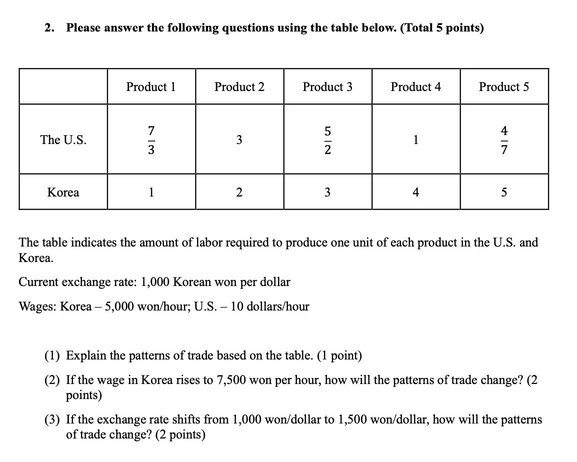 2 . Please answer the following questions using