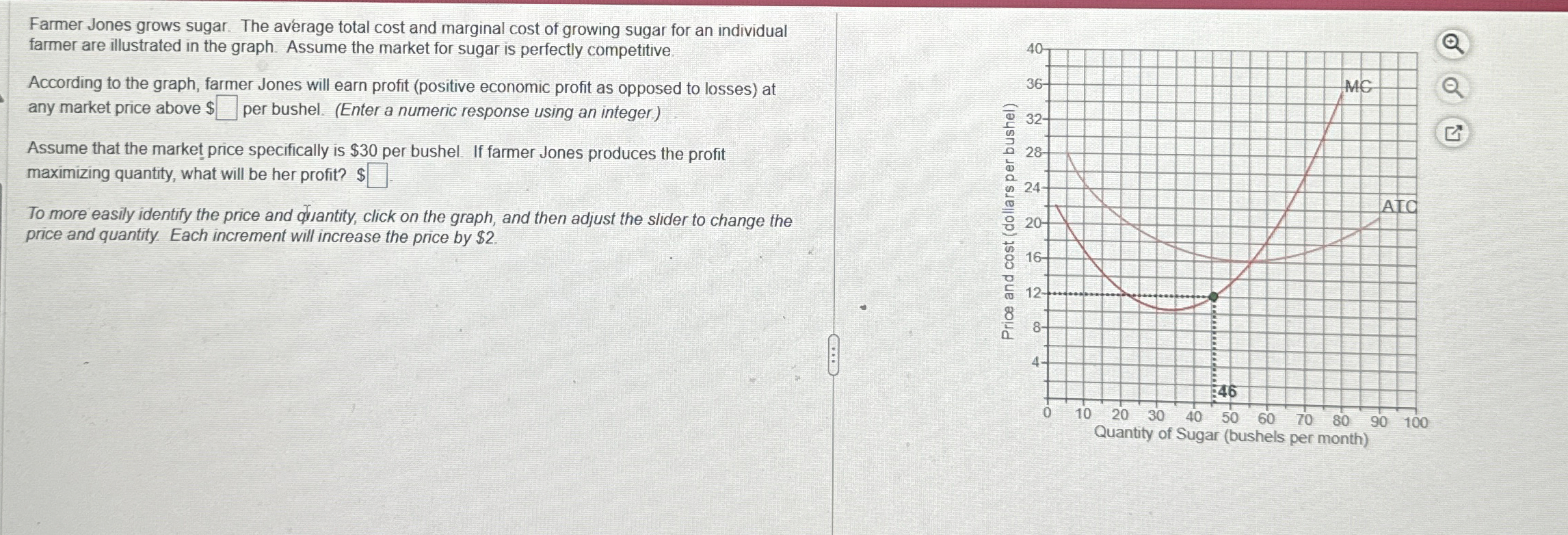 Farmer Jones grows sugar. The average total cost
