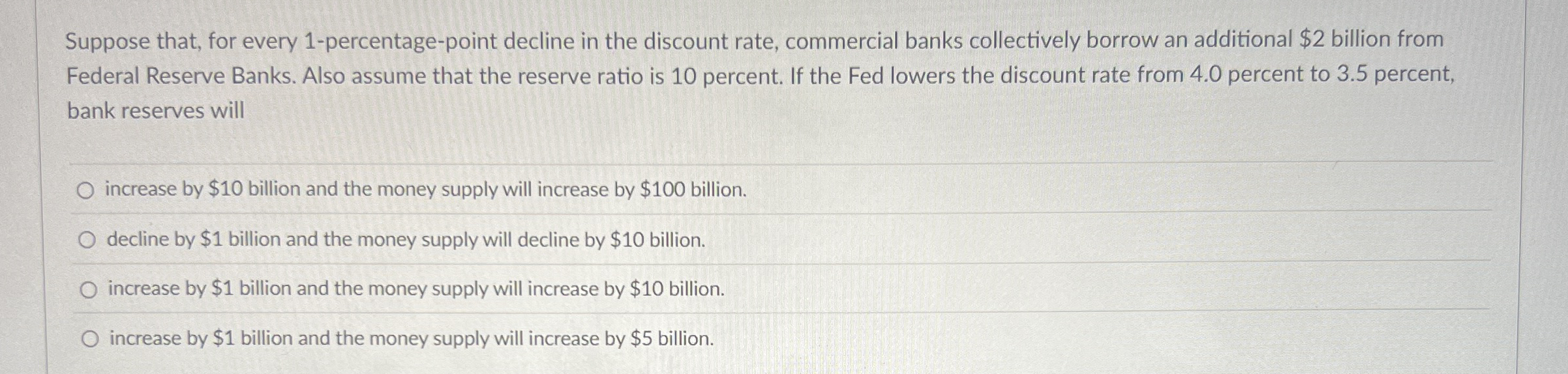 Suppose that, for every 1 - percentage - point