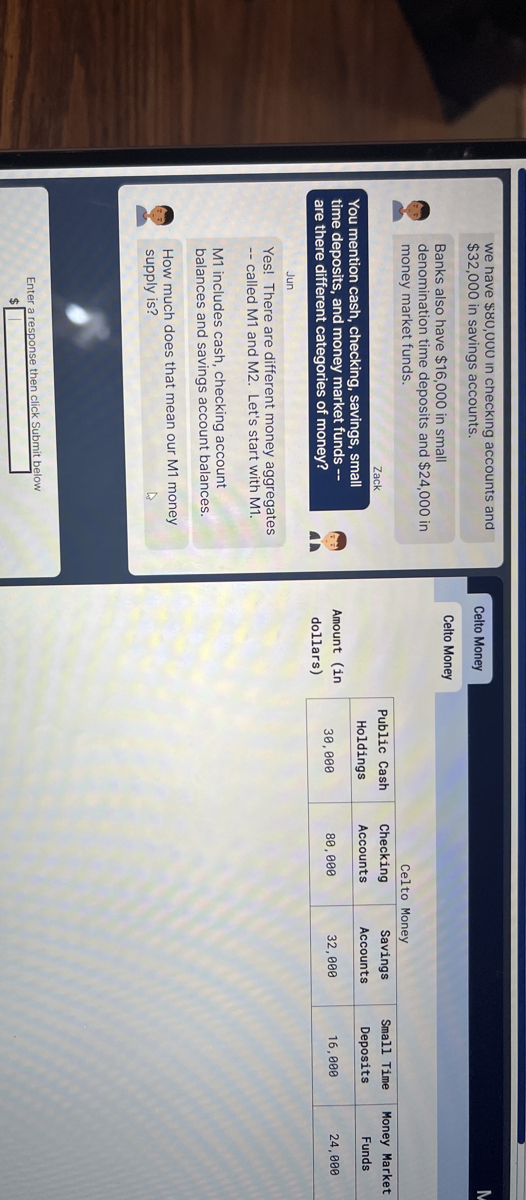 we have $ 8 0 , 0 0 0 in checking accounts and $