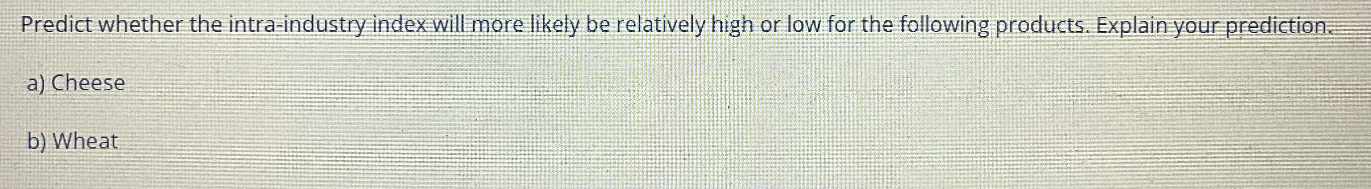 Predict whether the intra - industry index will