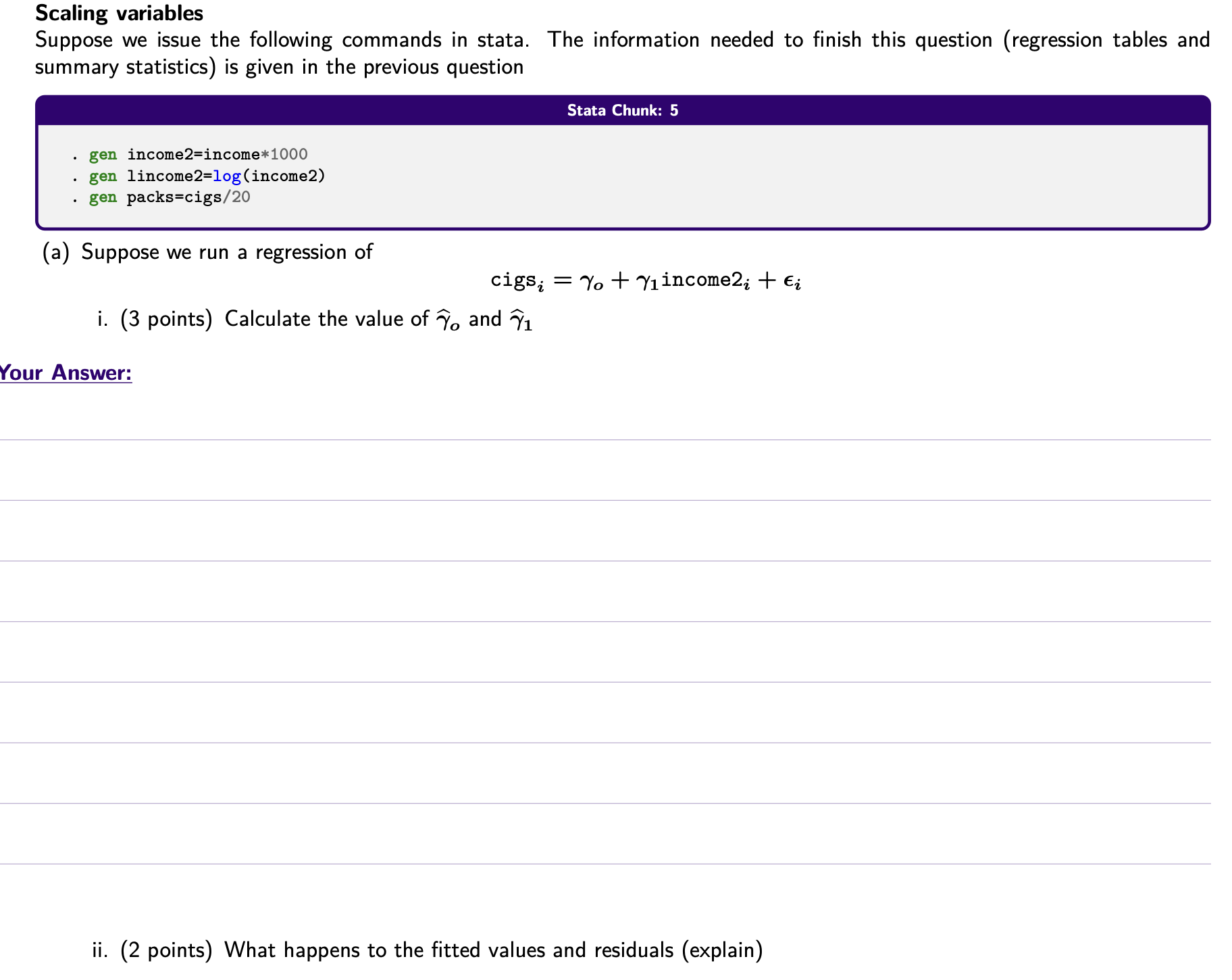 post a question Scaling variables Suppose w e