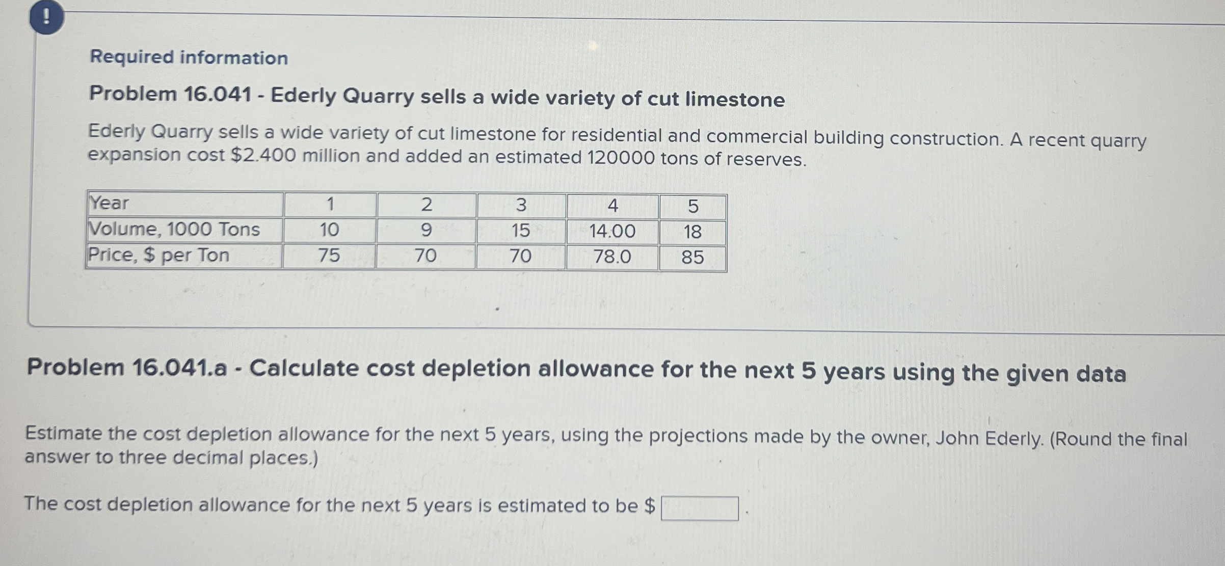 ! Required information Problem 1 6 . 0 4 1 -