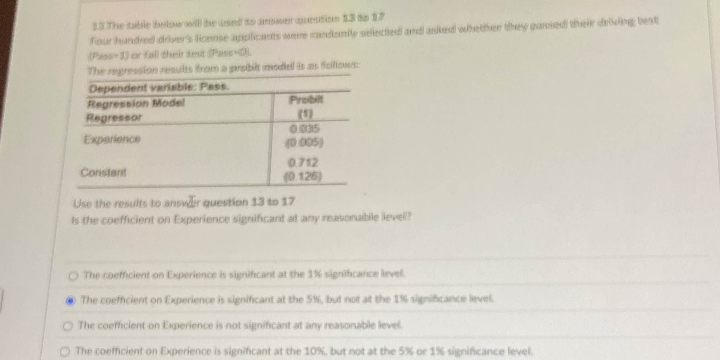 1 8 The table below will be used to annwer