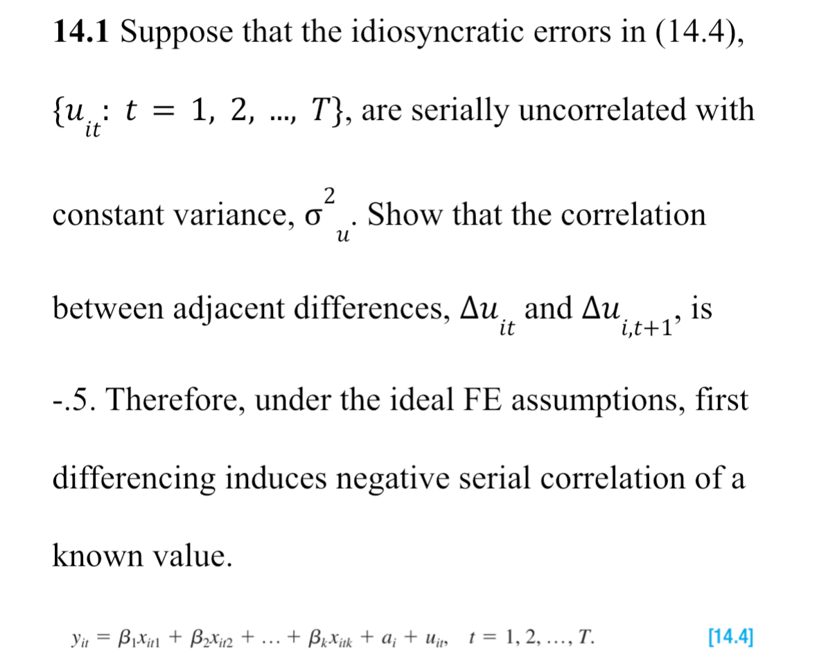 1 4 . 1 Suppose that the idiosyncratic errors in