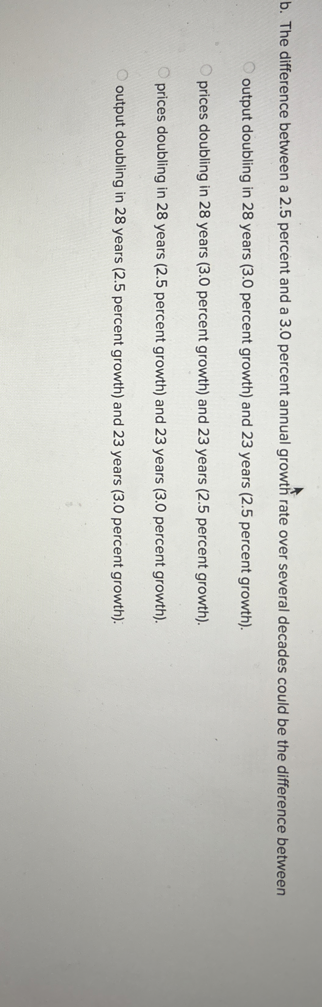 b . The difference between a 2 . 5 percent and a
