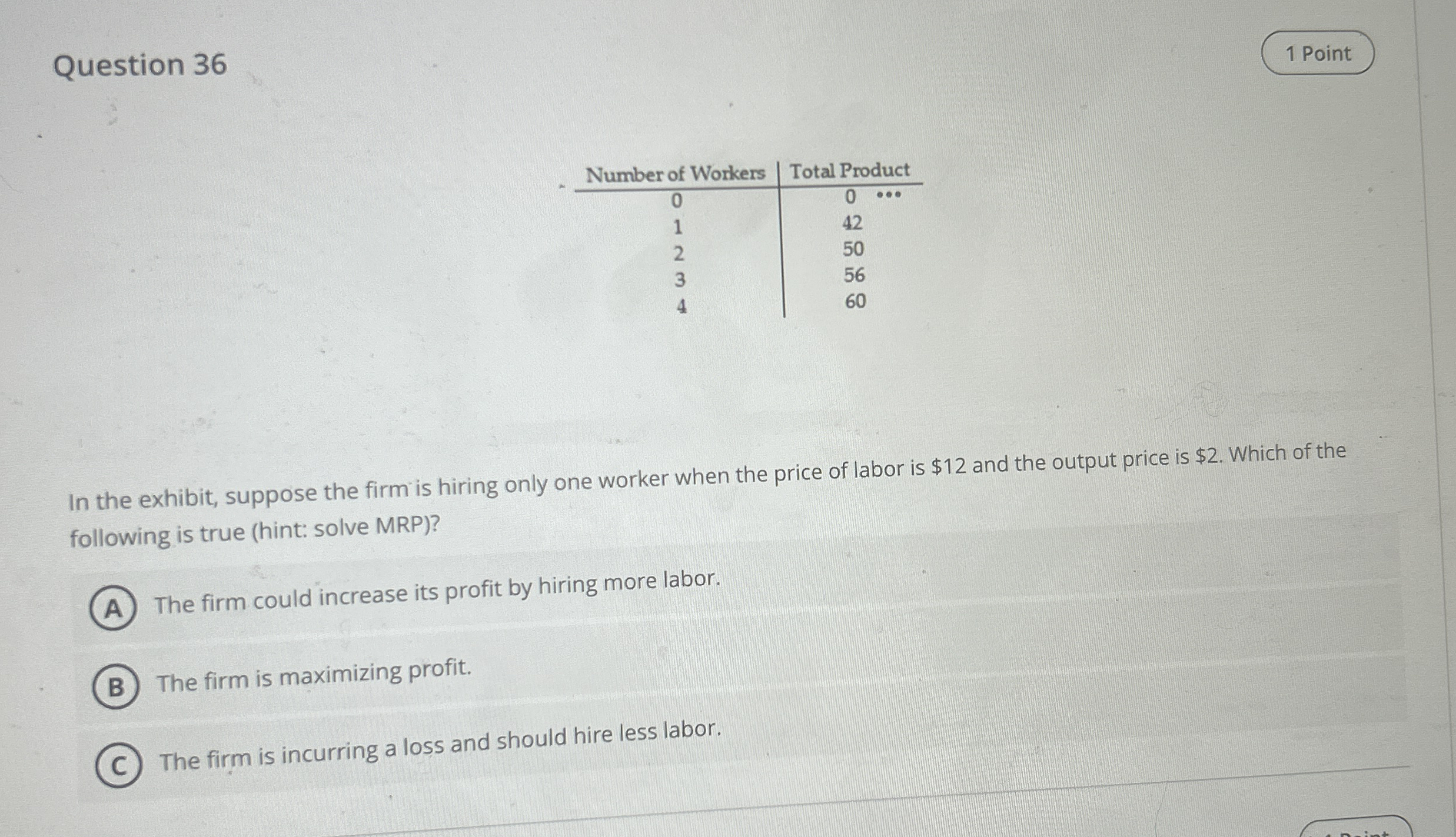 Question 3 6 1 Point \ table [ [ Number of