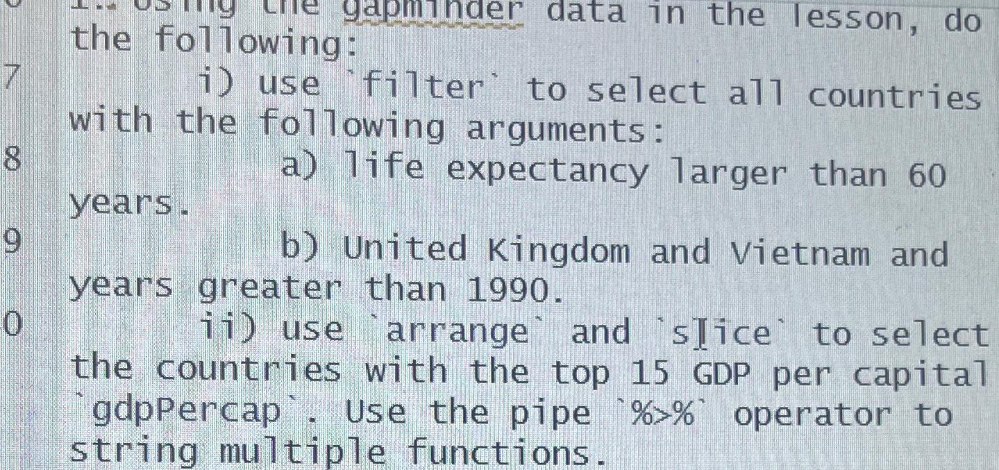 the following: i ) use 