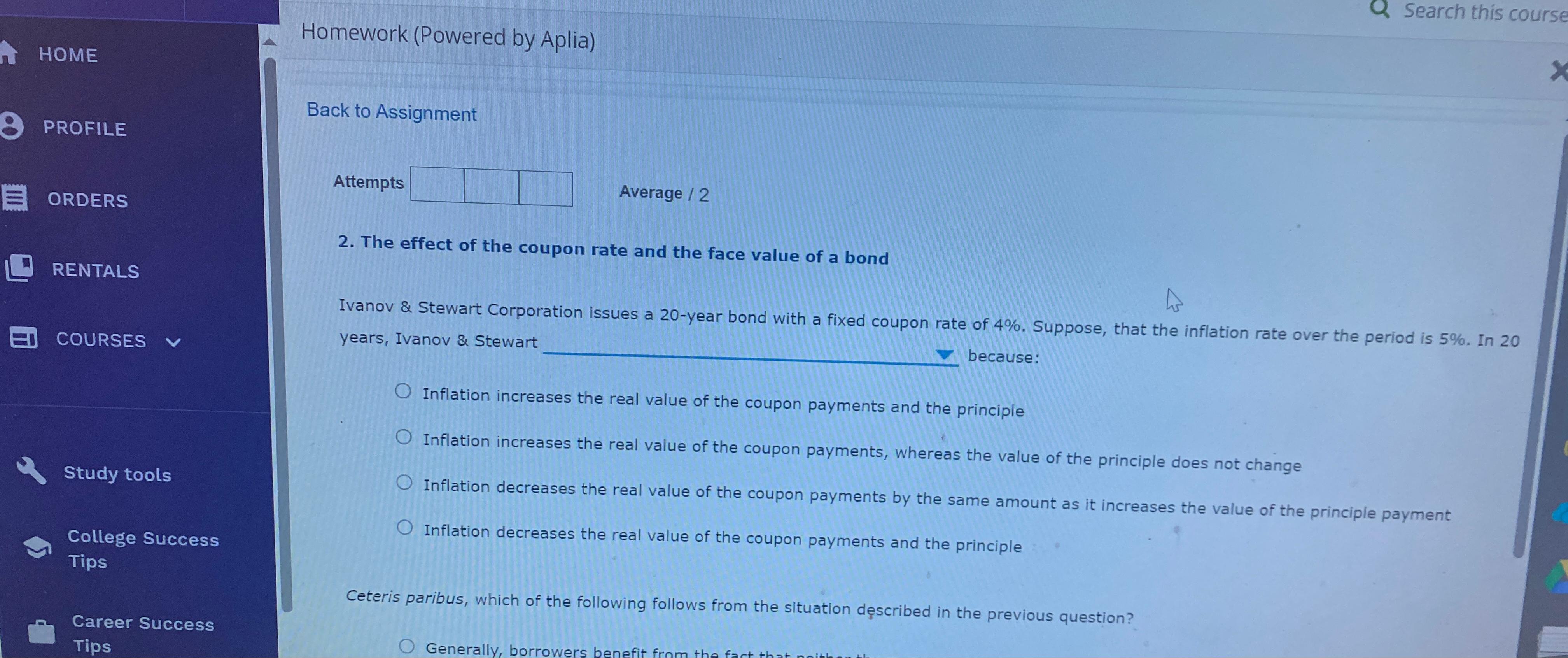 Homework ( Powered by Aplia ) Back to Assignment