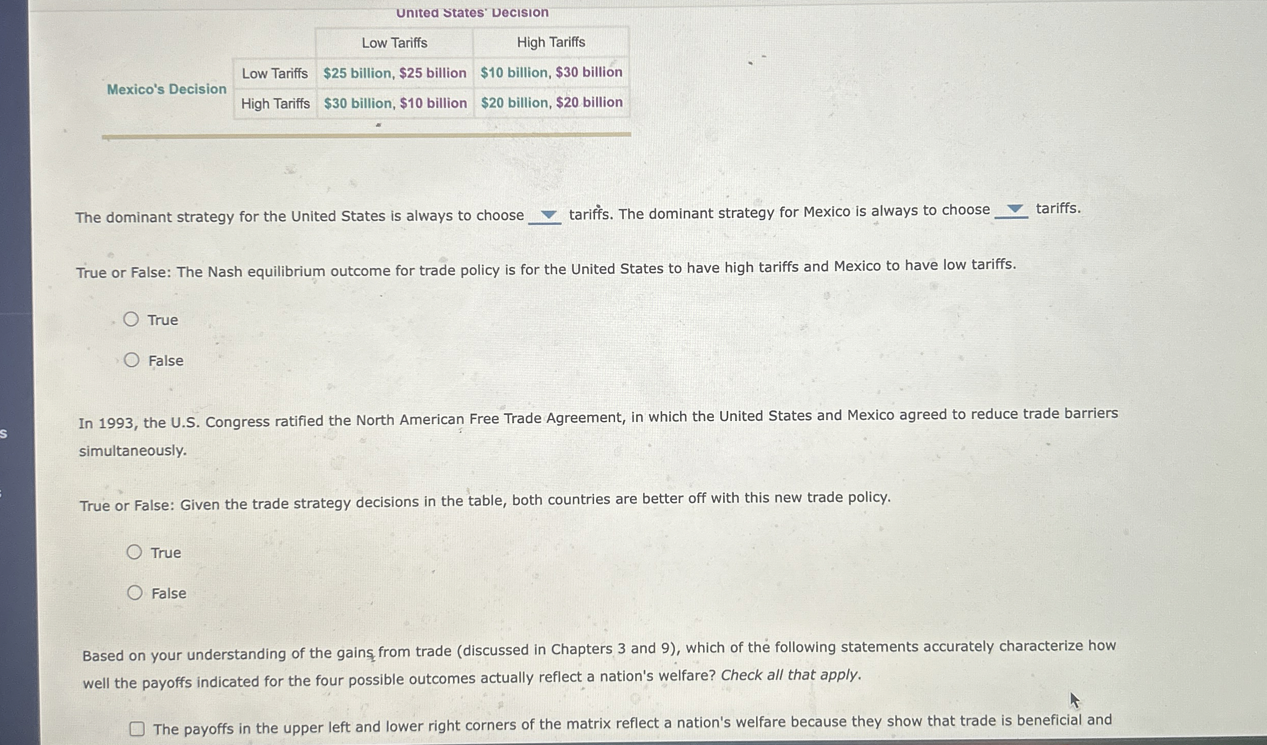 United States' Decision \ table [ [ , , Low