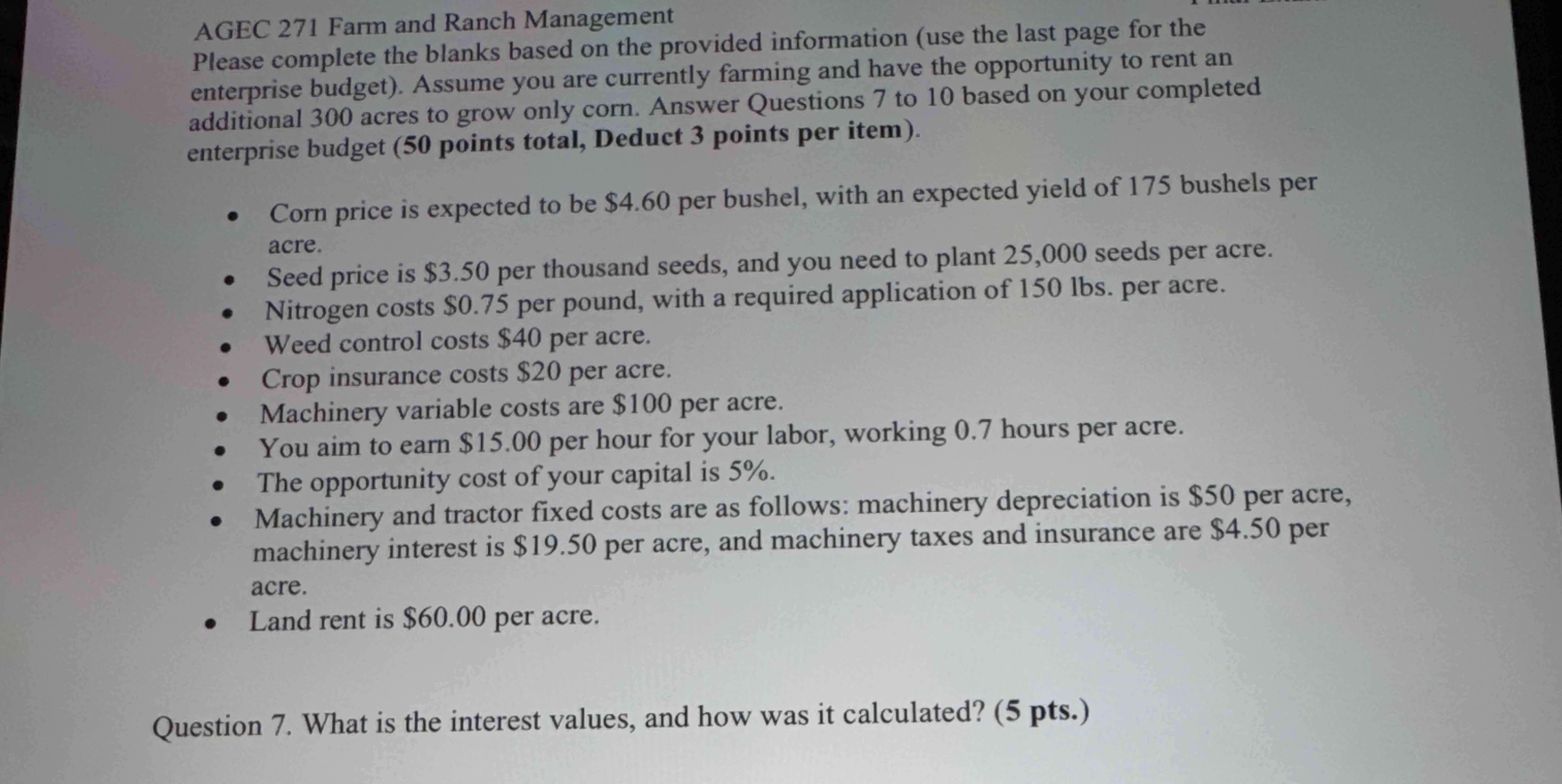AGEC 2 7 1 Farm and Ranch Management Please