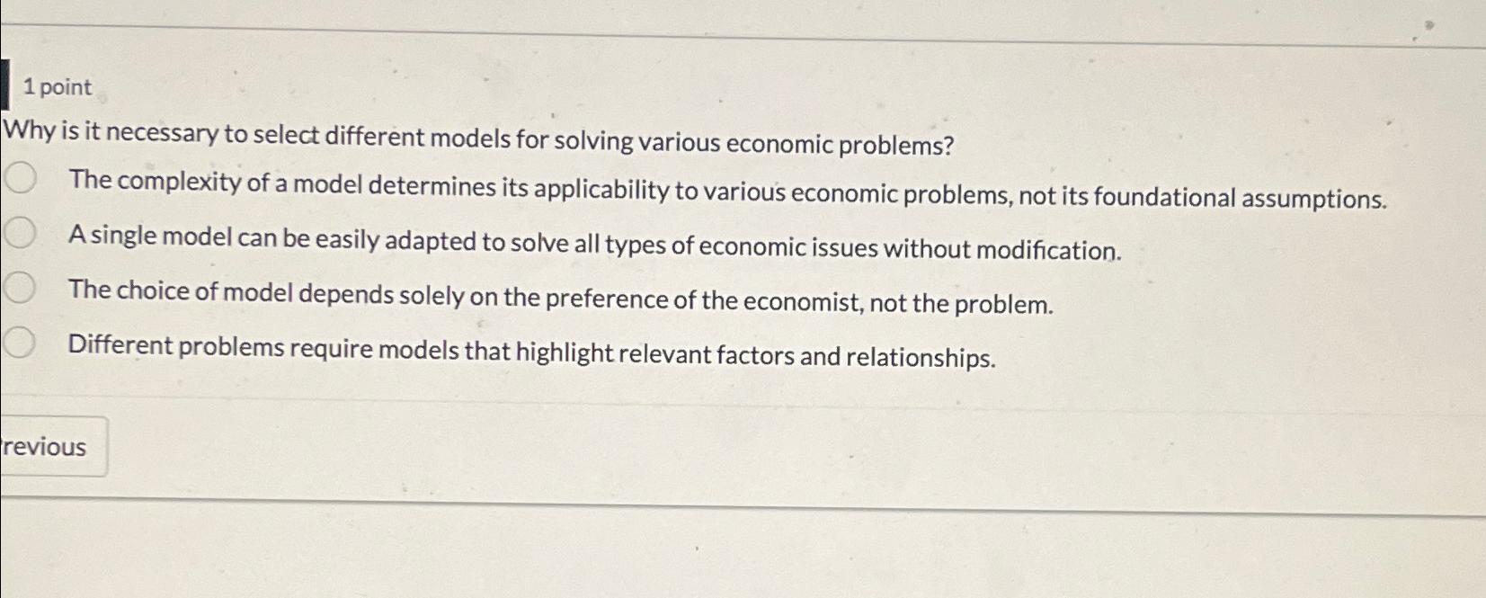 1 point Why is it necessary to select different