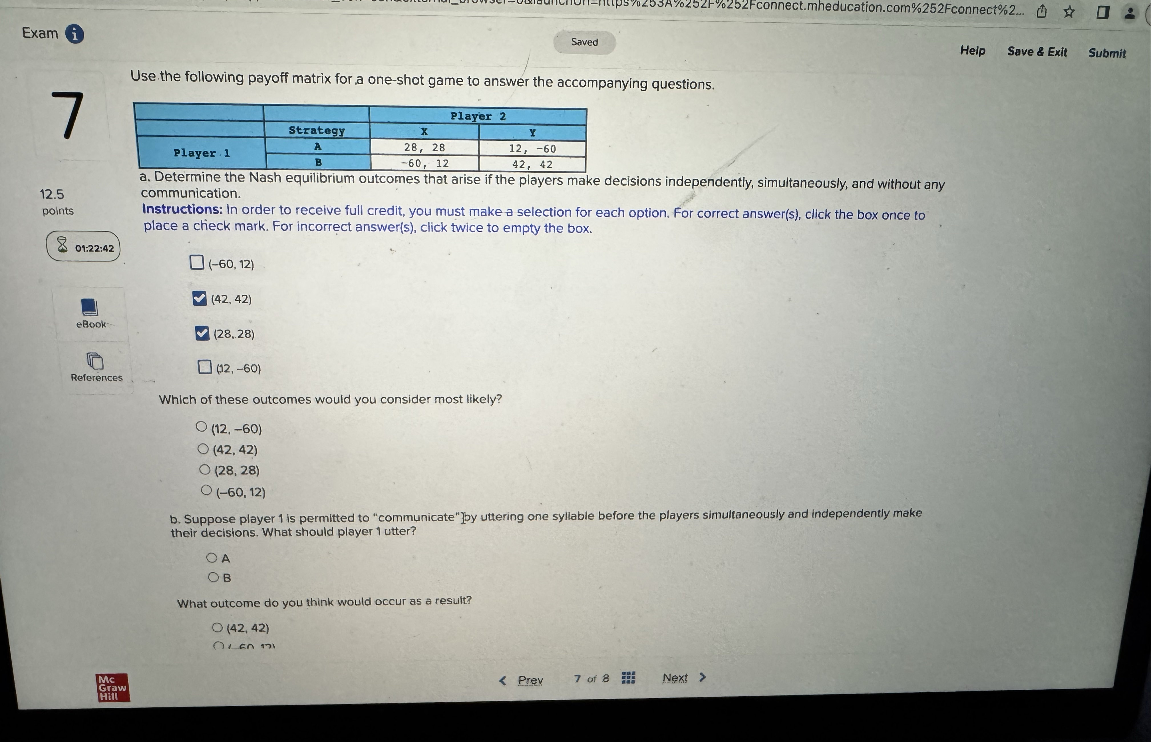 Exam 1 Help Save & Exit Submit Use the following