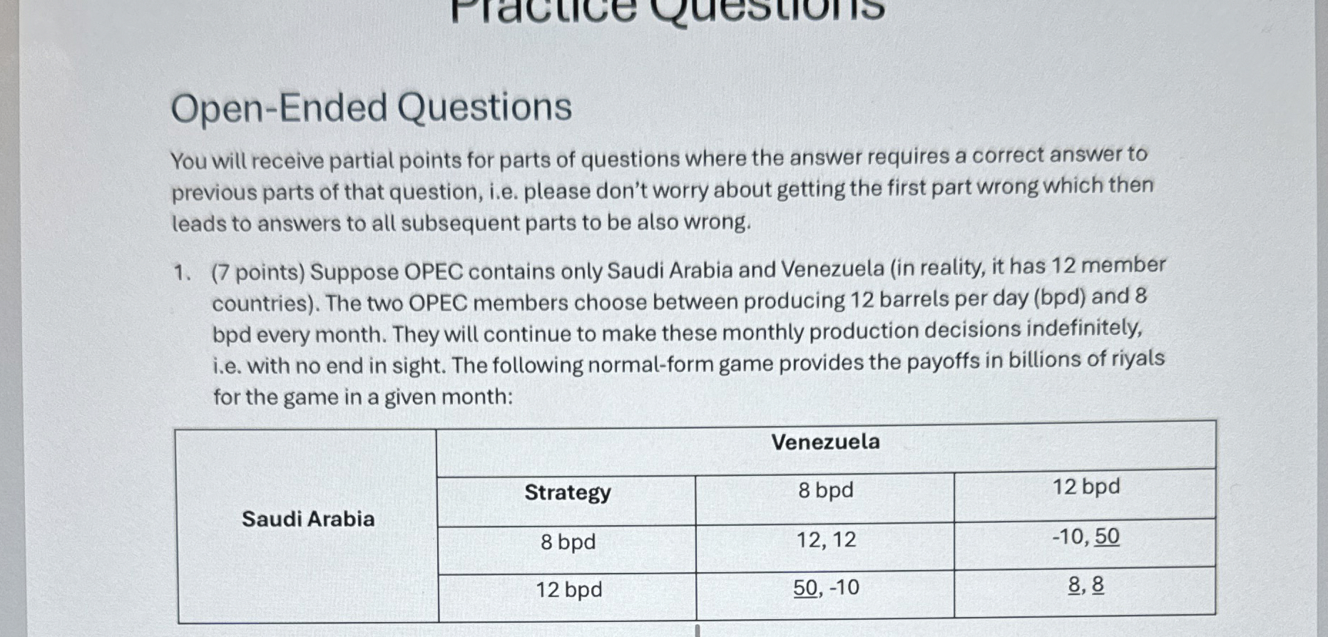 Open - Ended Questions You will receive partial