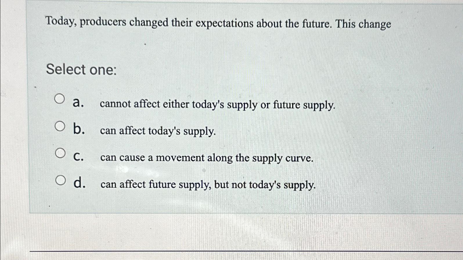 Today, producers changed their expectations about