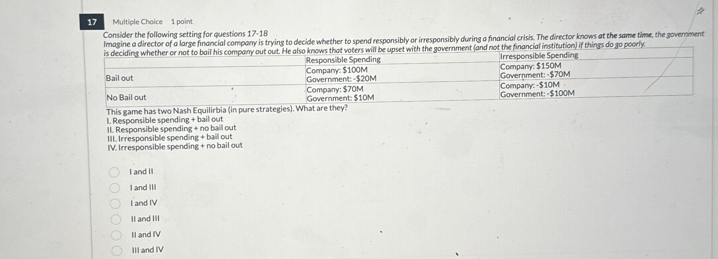 1 7 Multiple Choice 1 point Consider the