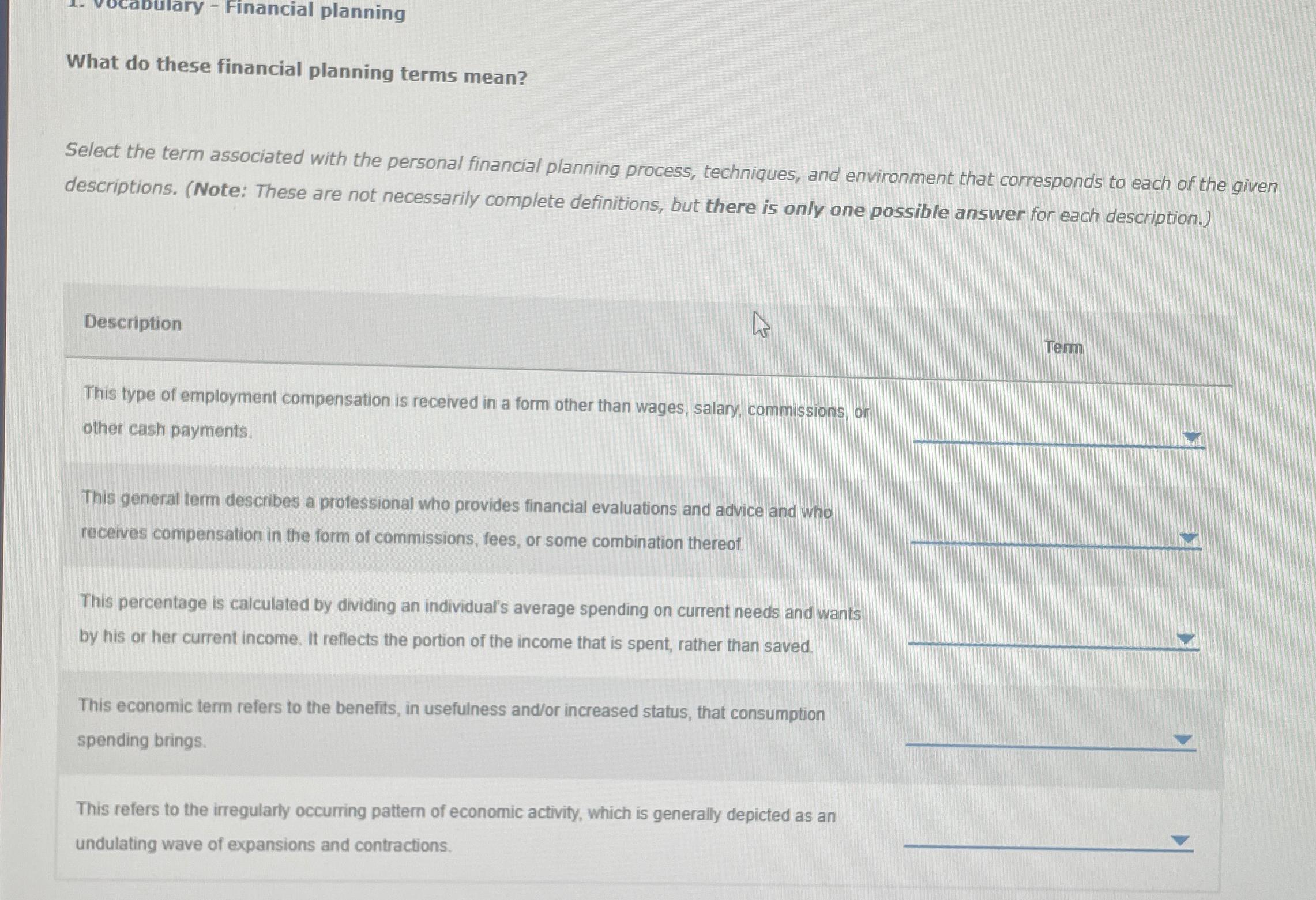 What do these financial planning terms mean?