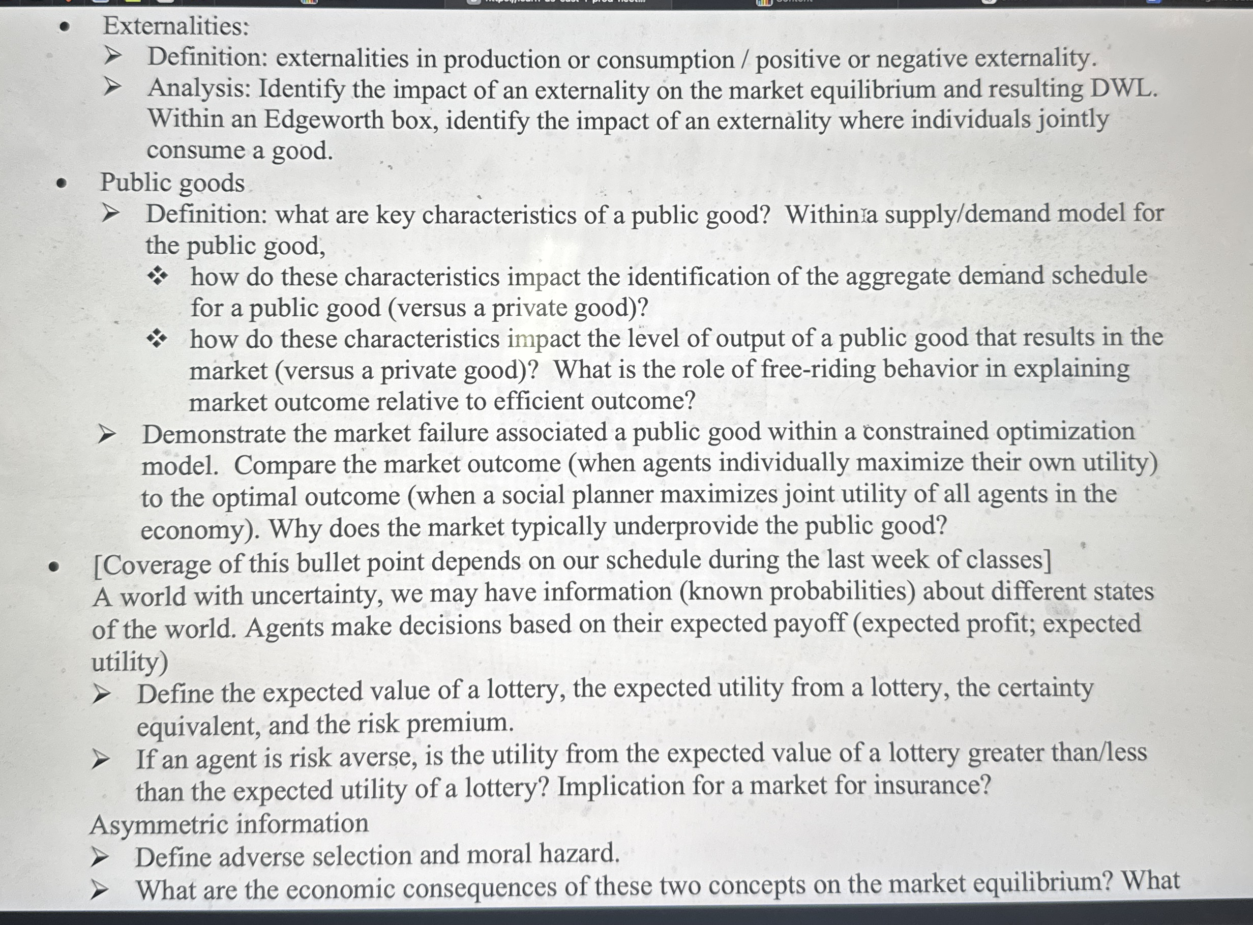 Externalities: > Definition: externalities in
