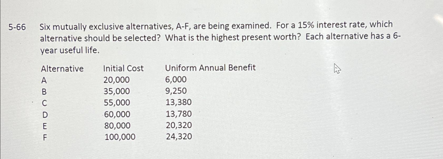 5 - 6 6 Six mutually exclusive alternatives, A -