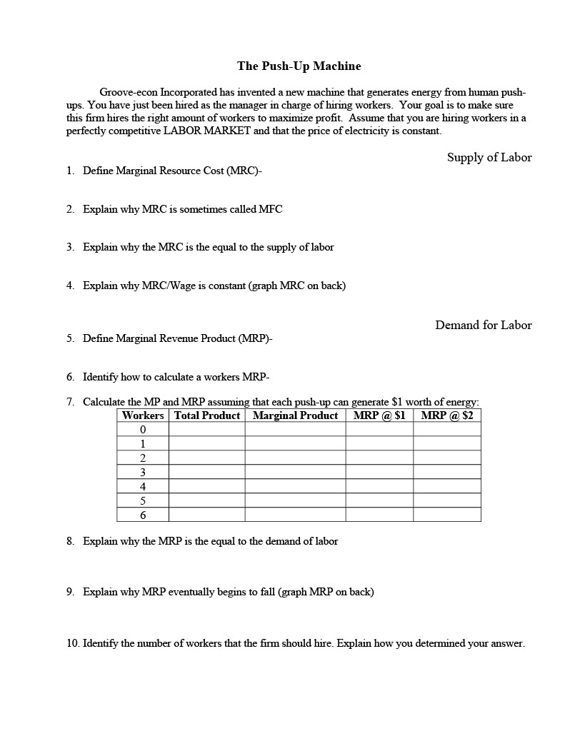 The Push - Up Machine Groove - econ Incorporated