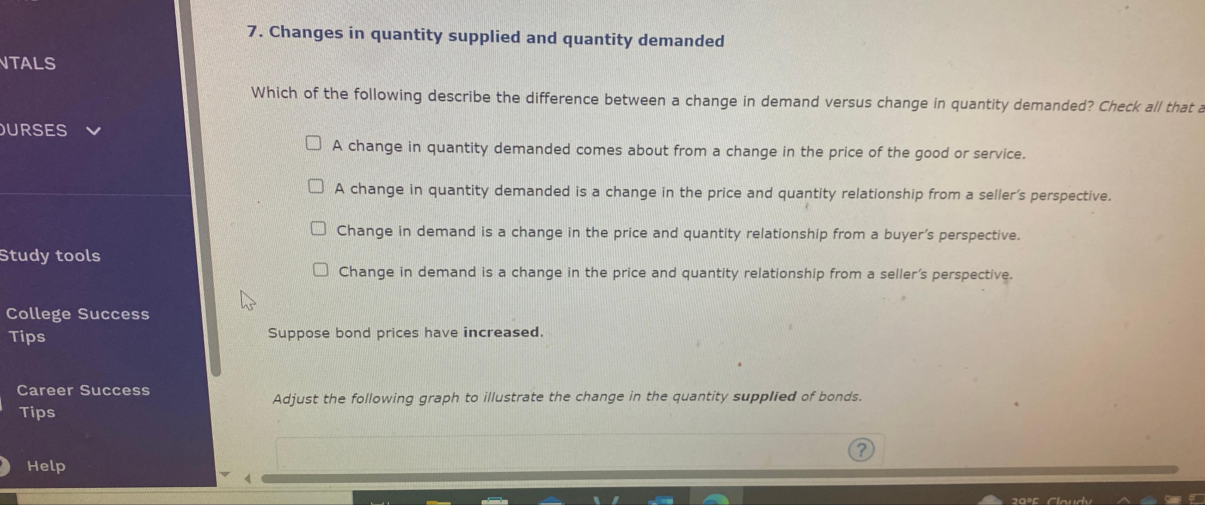 Changes in quantity supplied and quantity