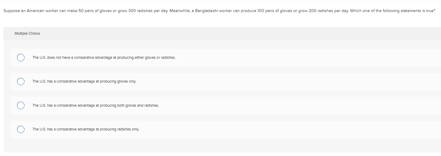 Multiple Choice The U . S . does not have a