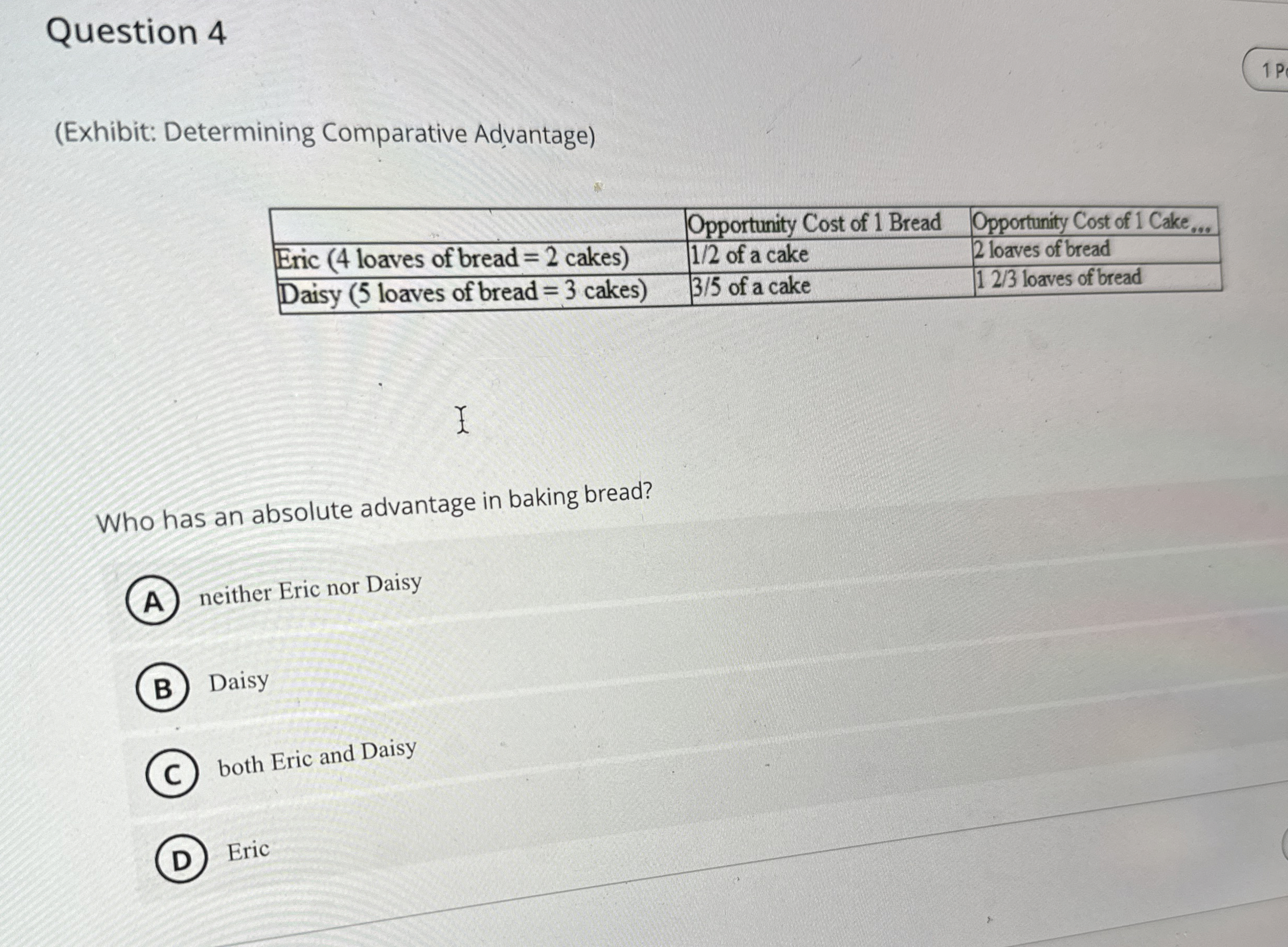 Question 4 ( Exhibit: Determining Comparative