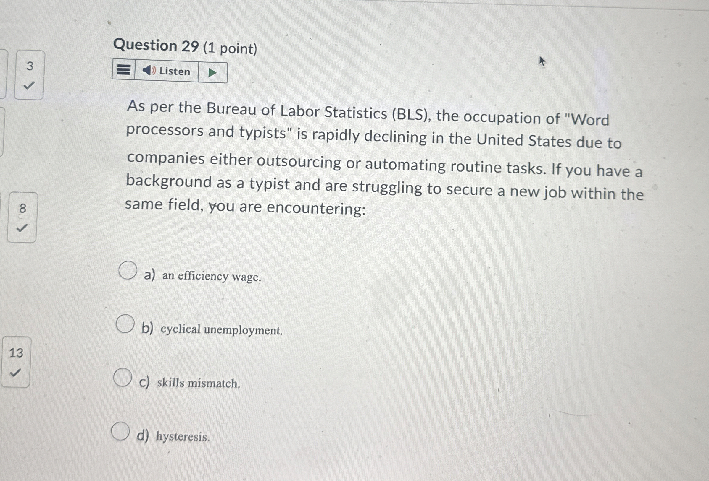 Question 2 9 ( 1 point ) 3 8 As per the Bureau of