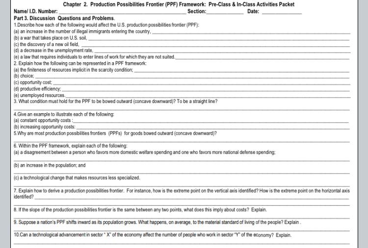 Chapter 2 . Production Possibilities Frontier (