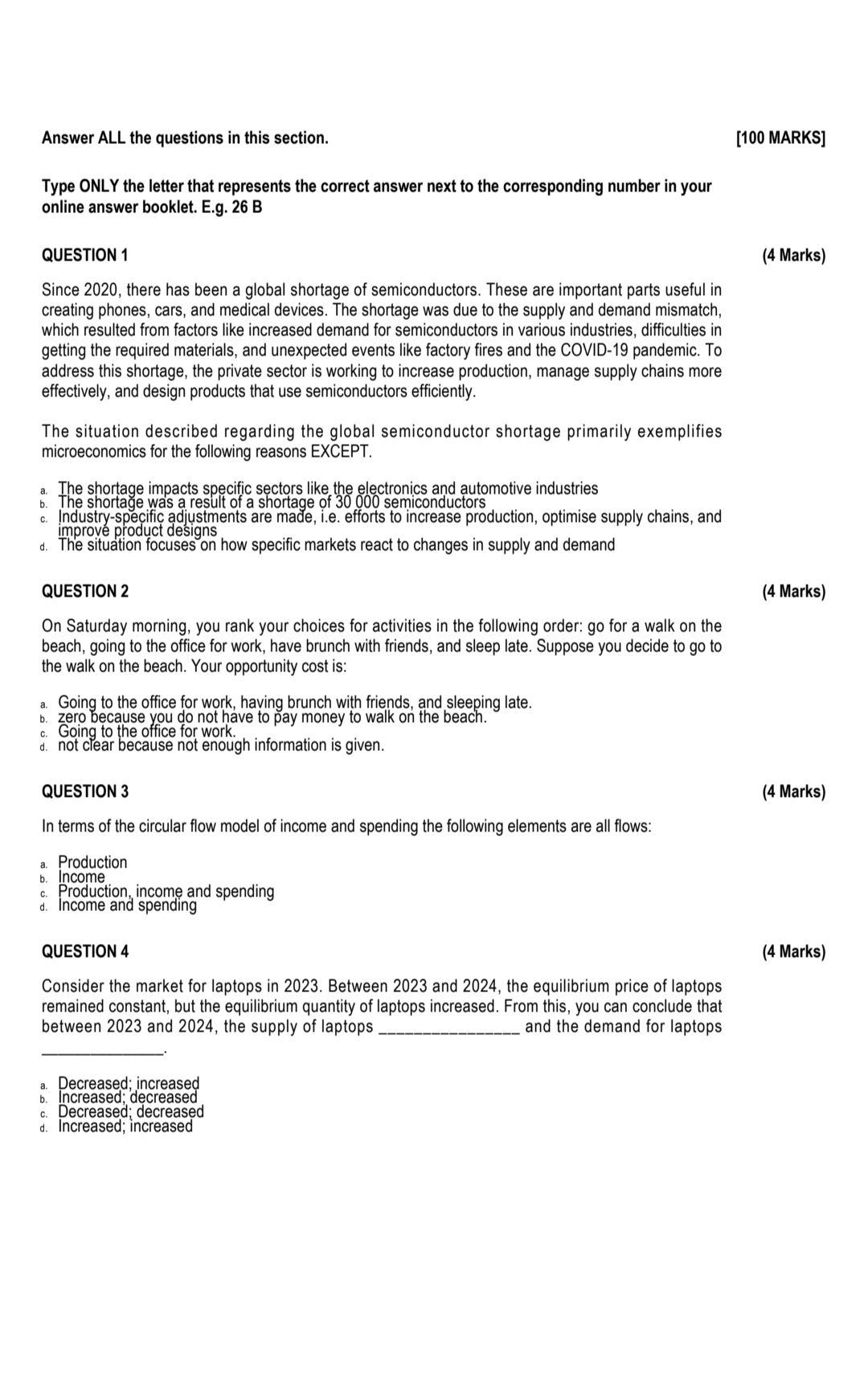 Answer ALL the questions in this section. [ 1 0 0