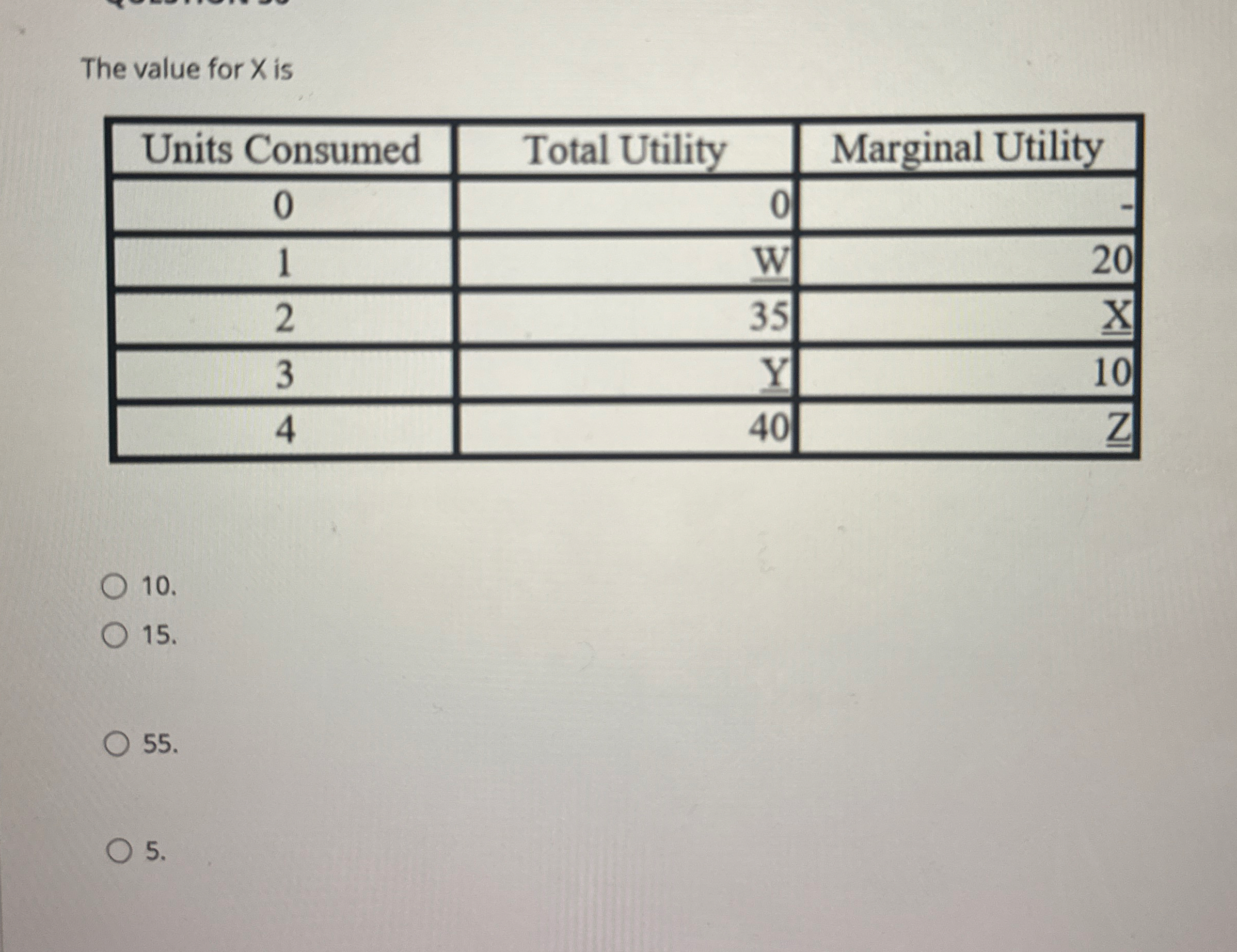 The value for x is \ table [ [ Units