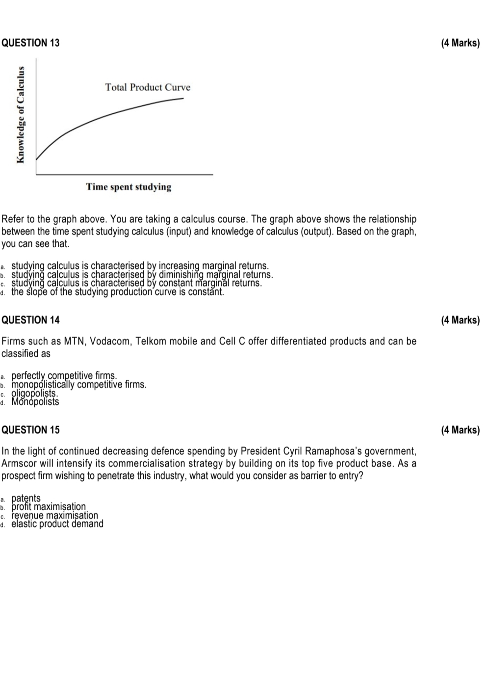 Q ( 4 Marks ) Refer to the graph above. You are