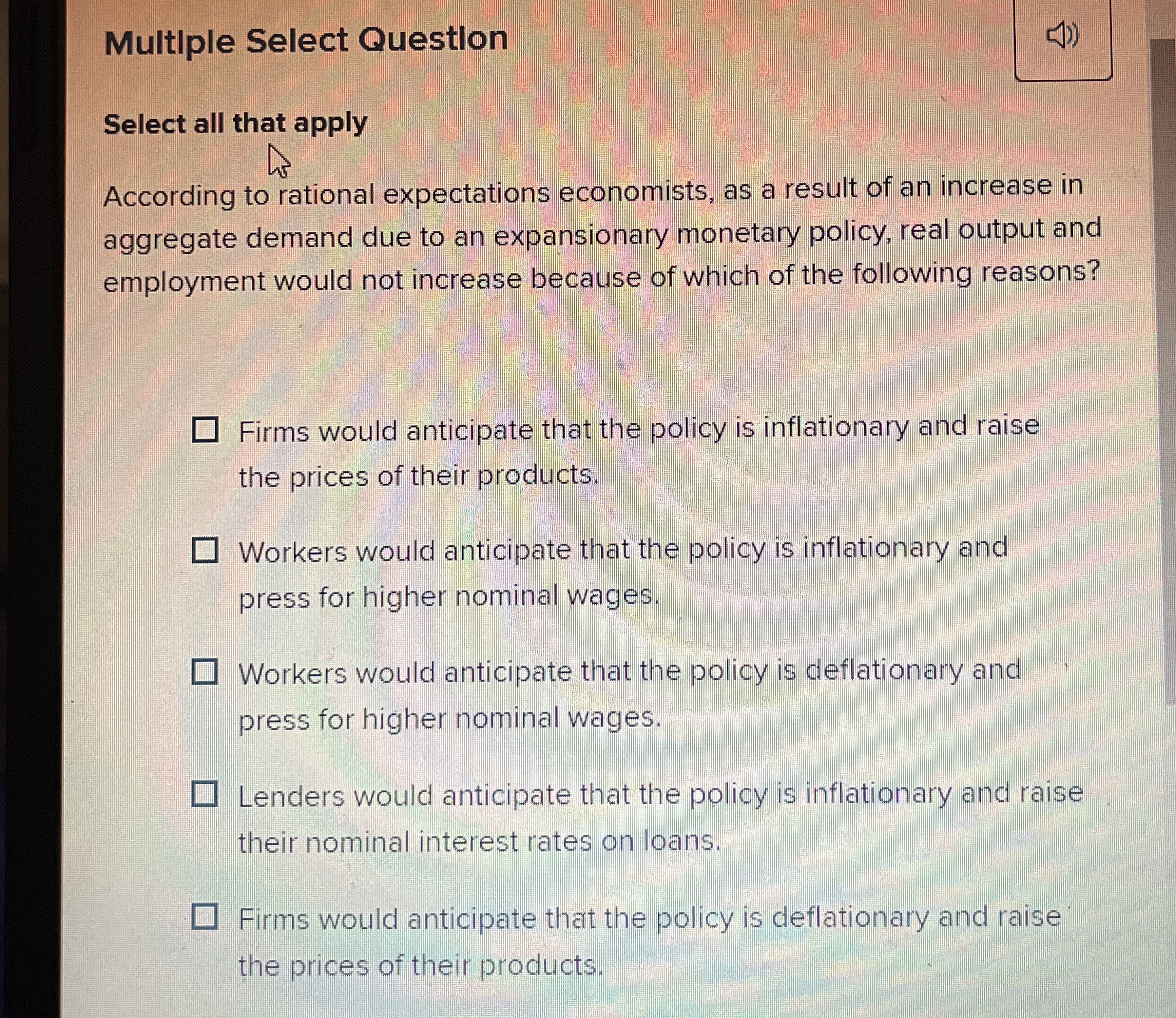 Multiple Select Questlon Select all that apply