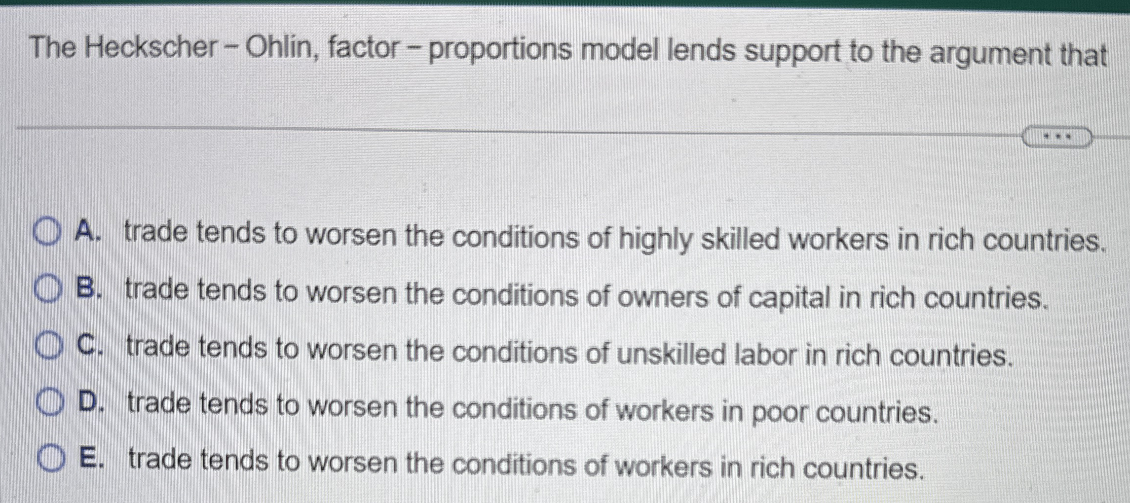 The Heckscher - Ohlin, factor - proportions model